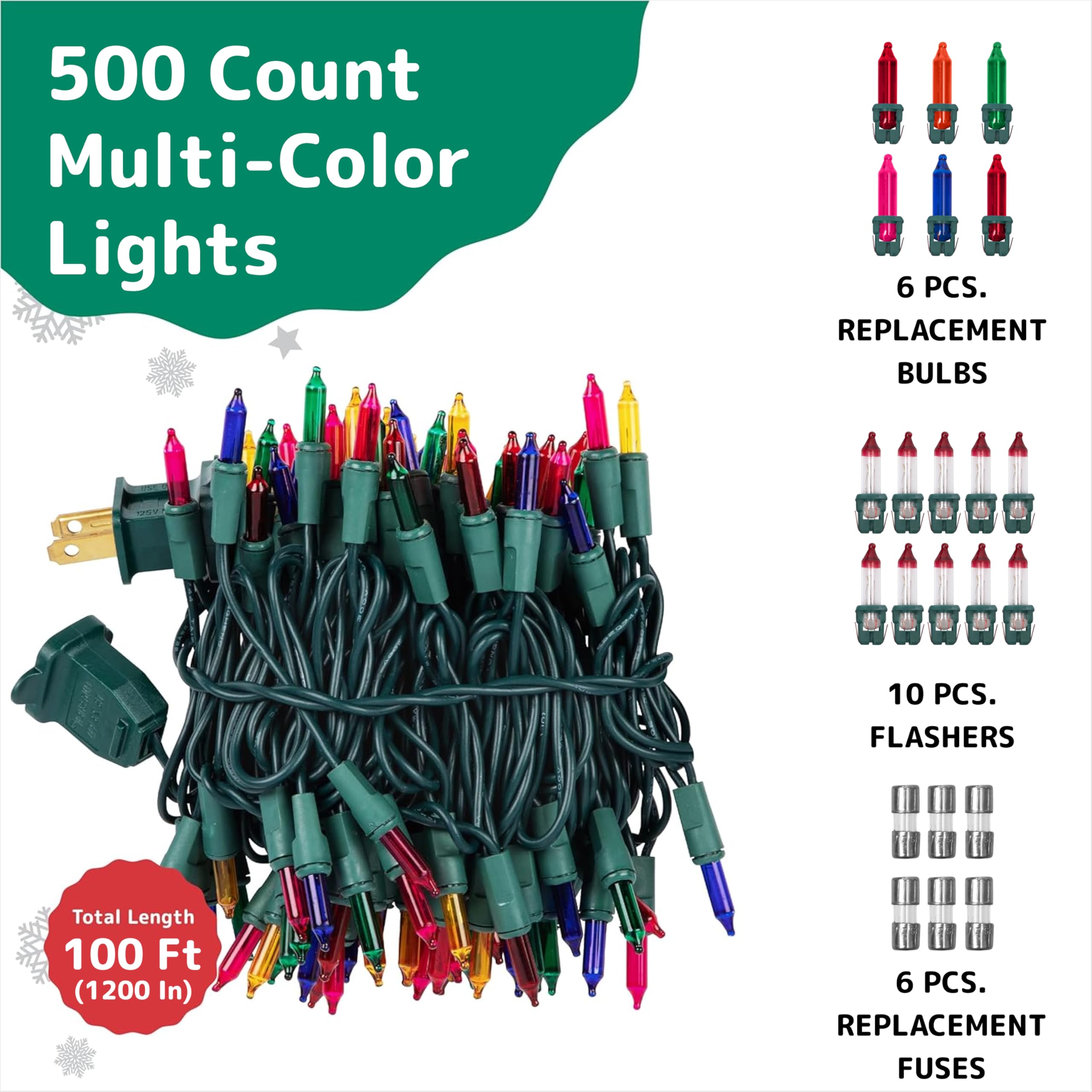 Foto 3 pulgar | Luces Para Árbol De Navidad Prextex, 500 Unidades Multicolor De 100 Pies - Venta Internacional.
