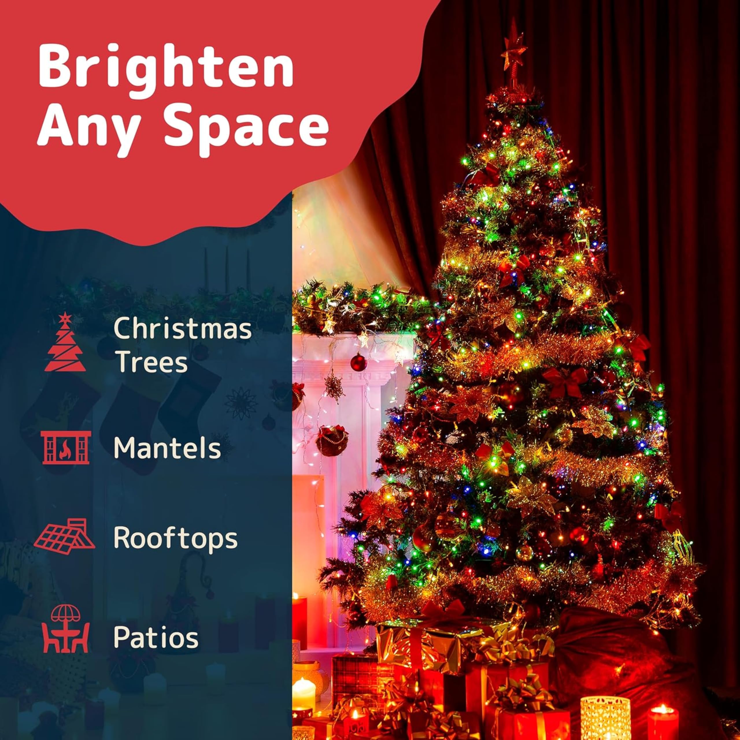 Foto 5 pulgar | Luces Para Árbol De Navidad Prextex, 500 Unidades Multicolor De 100 Pies - Venta Internacional.