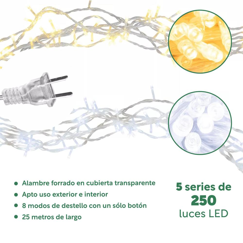 Foto 4 pulgar | Kit de Luces de Navidad Sky Green Luz Blanca Y Cálida