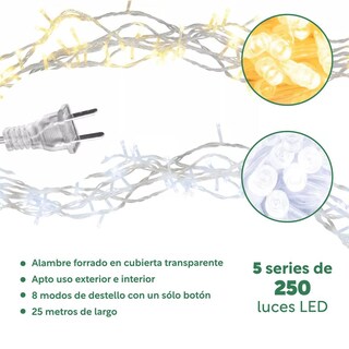 Foto 3 | Kit de Luces de Navidad Sky Green Luz Blanca Y Cálida