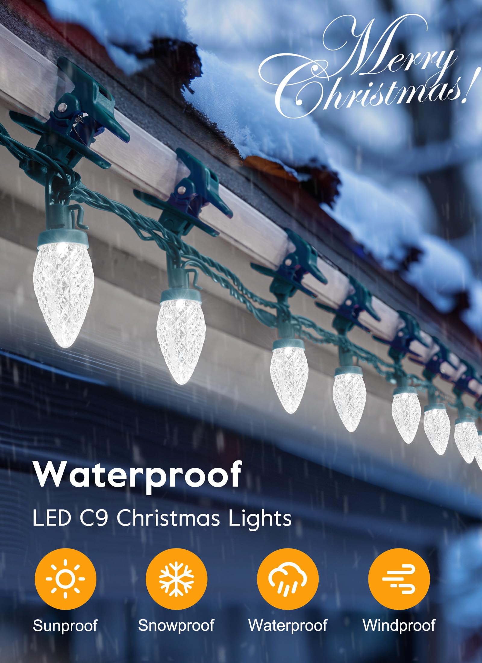 Foto 3 pulgar | Luces Led Navideñas Brightown C9 100 De Color Blanco Puro, 68 Pies - Venta Internacional.