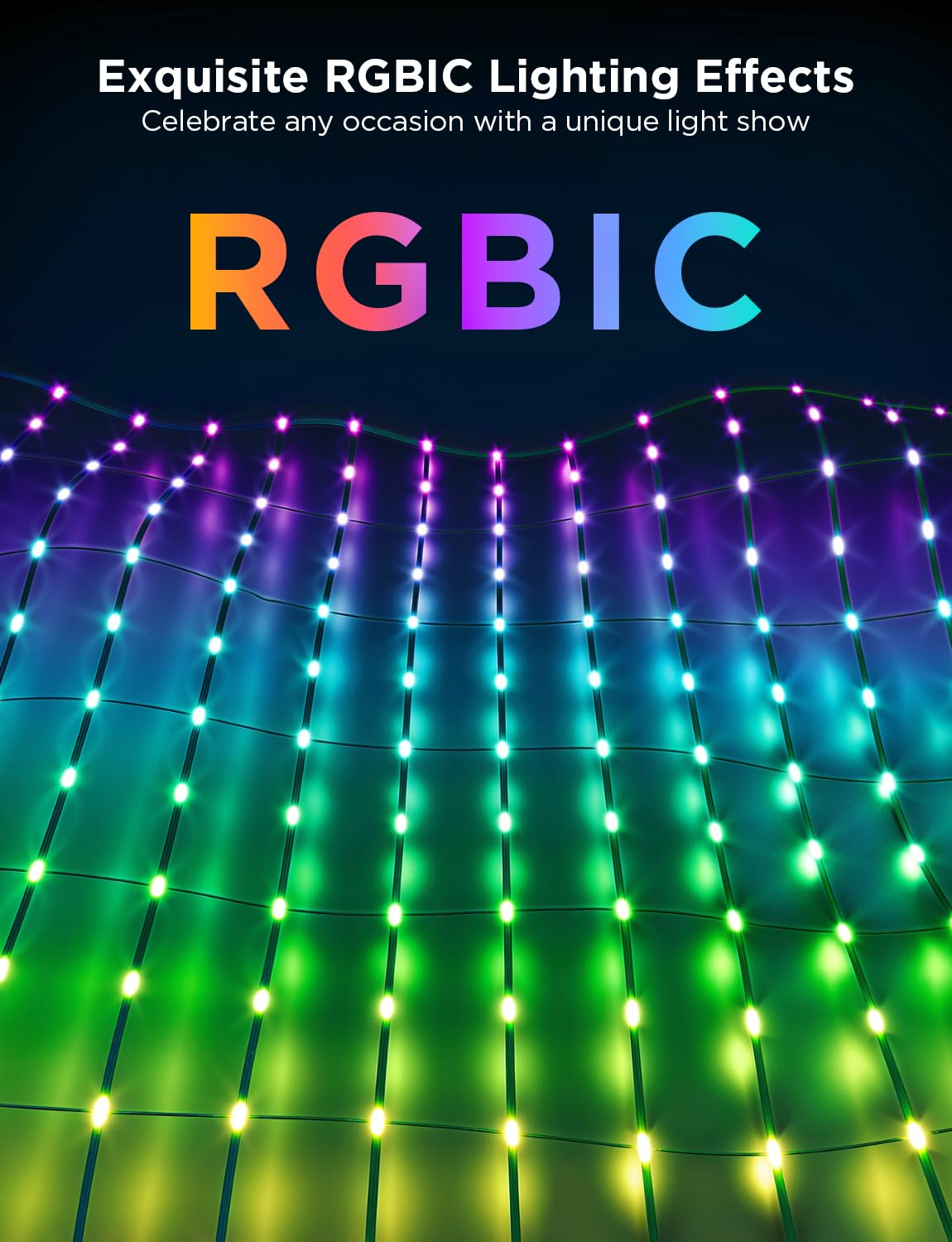 Foto 3 | Luces De Red Para Exteriores Govee, 0,85 × 1,43 M, Rgbic, 240 Led, Ip65 - Venta Internacional.