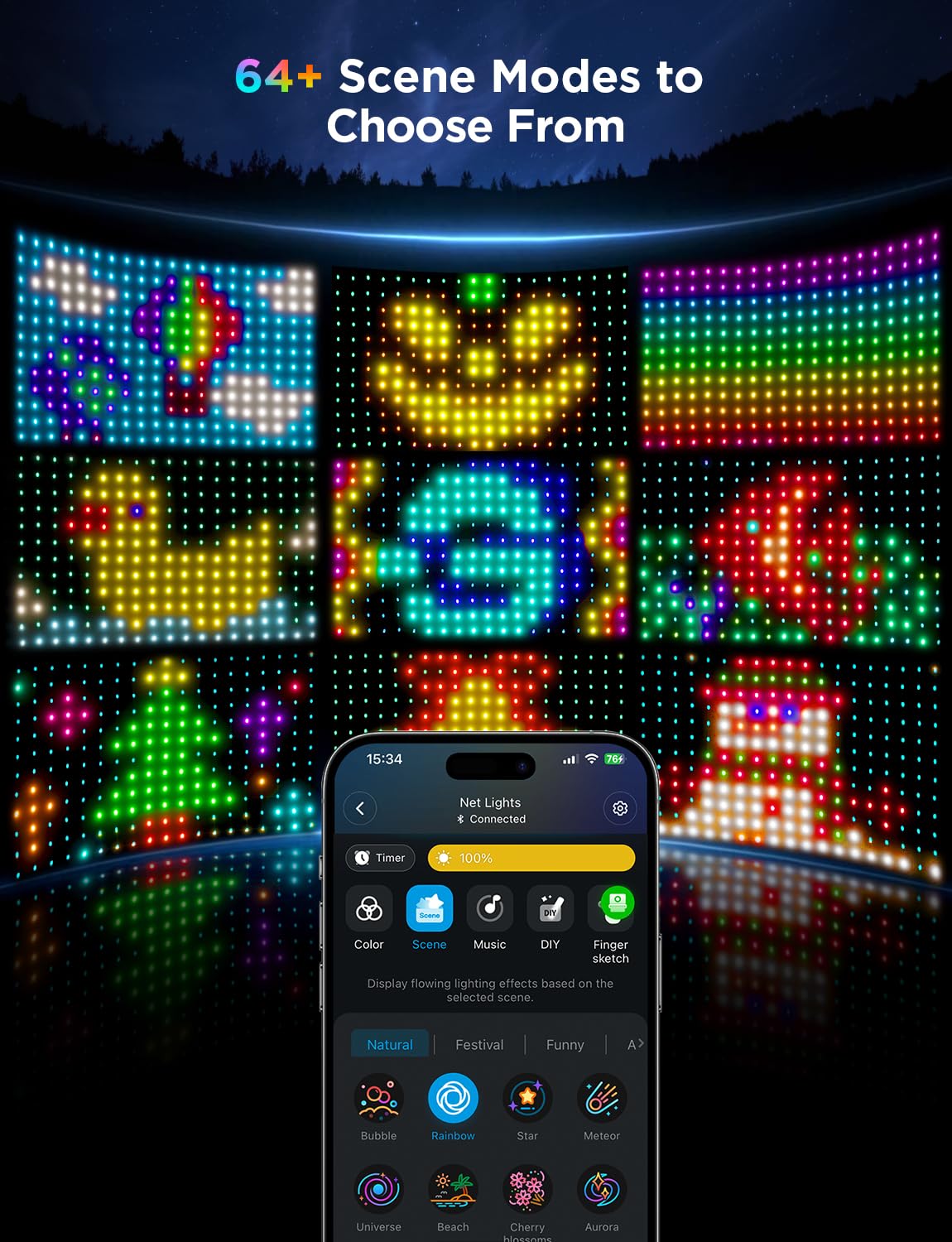 Foto 6 pulgar | Luces De Red Para Exteriores Govee, 0,85 × 1,43 M, Rgbic, 240 Led, Ip65 - Venta Internacional.