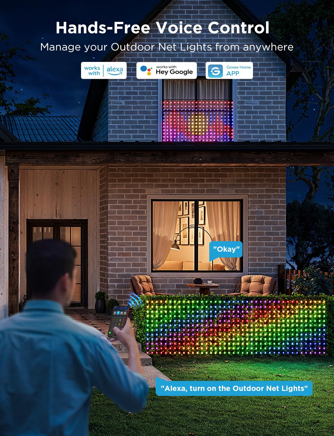 Foto 8 pulgar | Luces De Red Para Exteriores Govee, 0,85 × 1,43 M, Rgbic, 240 Led, Ip65 - Venta Internacional.