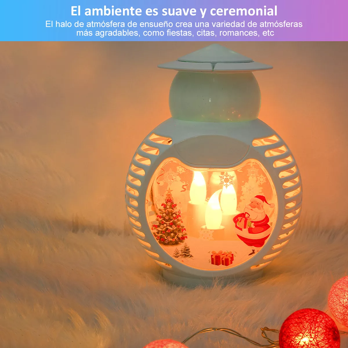 Foto 3 | Linterna Led Navideña Festiva-santa Claus Diseño De Copo Blanco