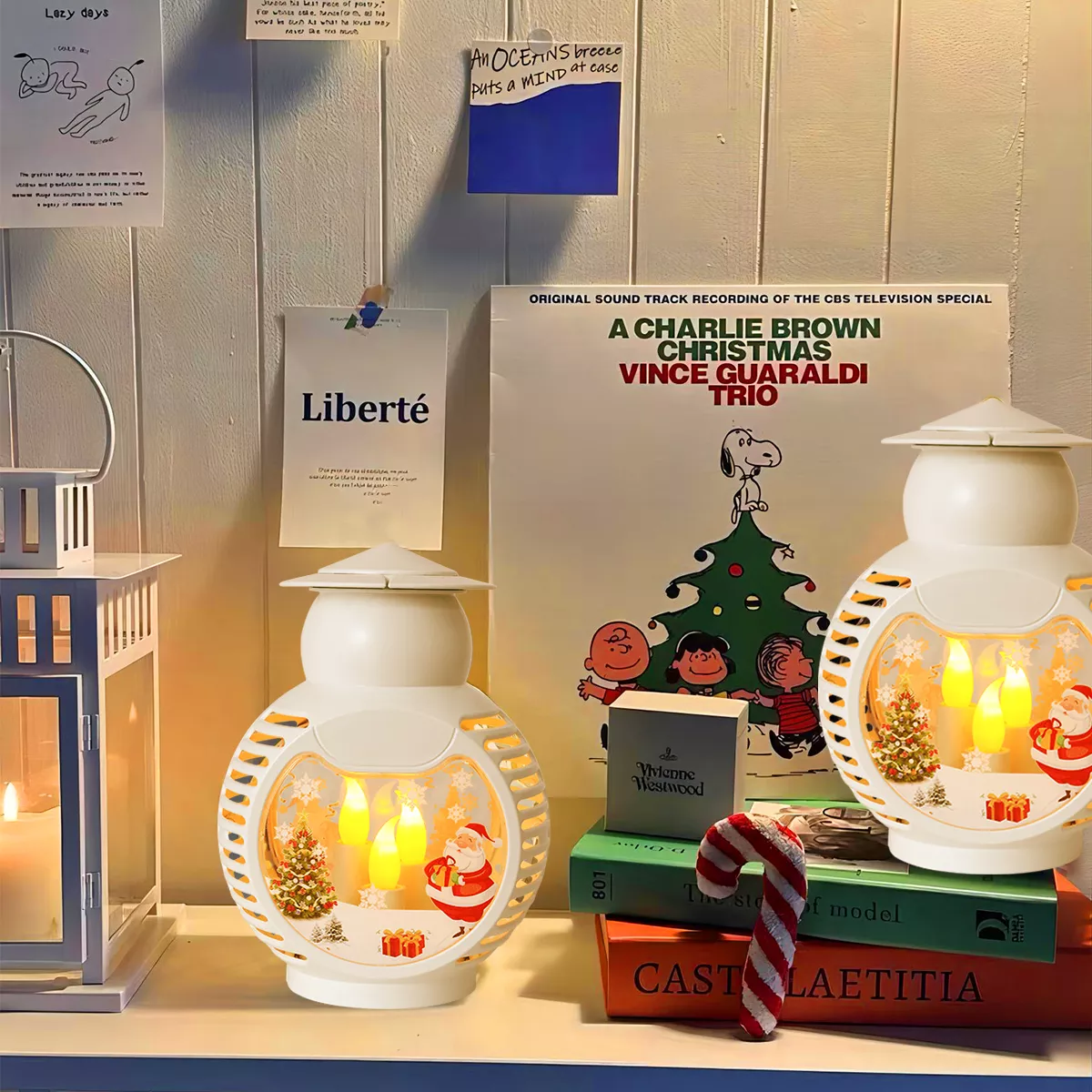 Foto 4 | Linterna Led Navideña Festiva-santa Claus Diseño De Copo Blanco