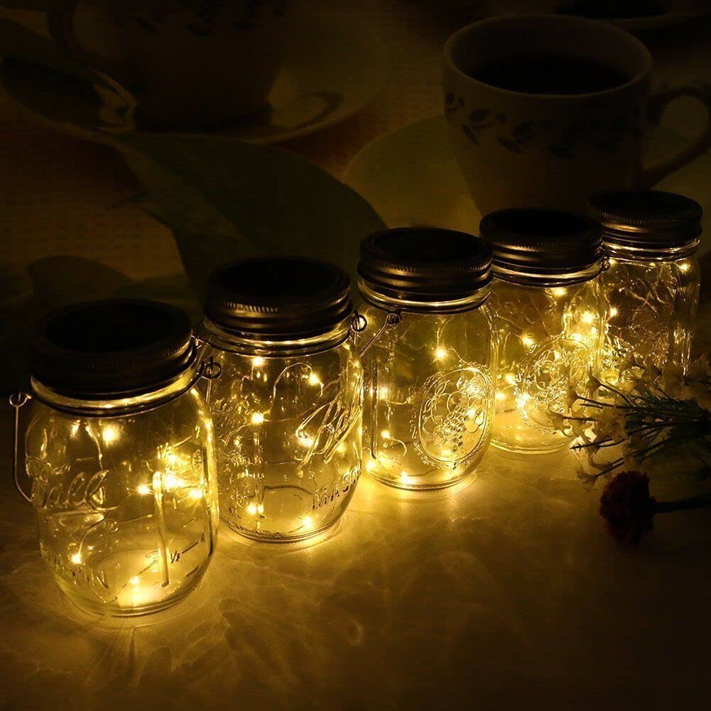 Foto 2 | Cadena De Luces Solares Para Tarros De Cristal, 20 Led, Color Blanco Cálido - Venta Internacional.