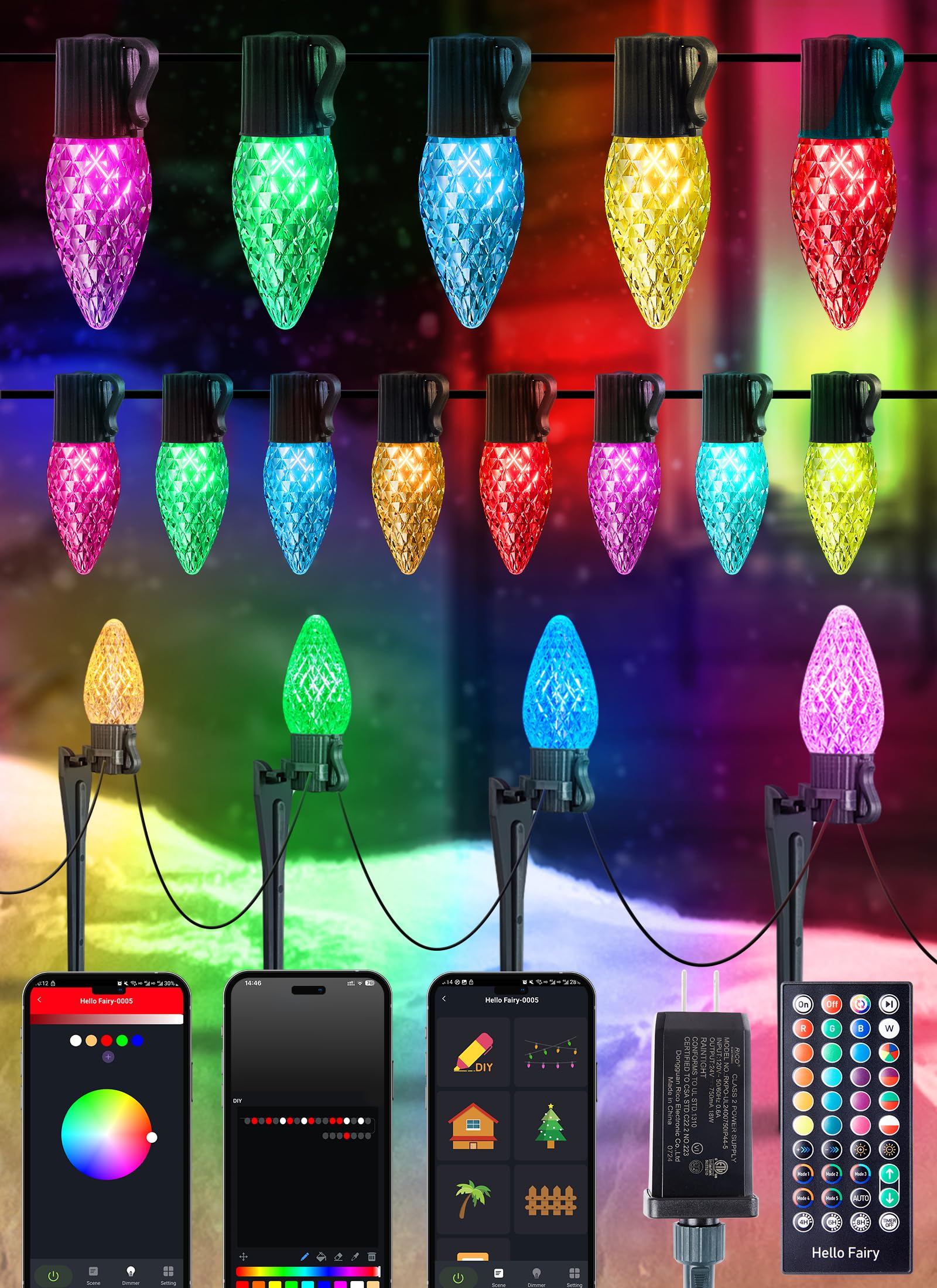 Foto 2 pulgar | Luces Navideñas Brightown Smart C9 Led / 50 Pies / 75 RGB / 58 Modos - Venta Internacional