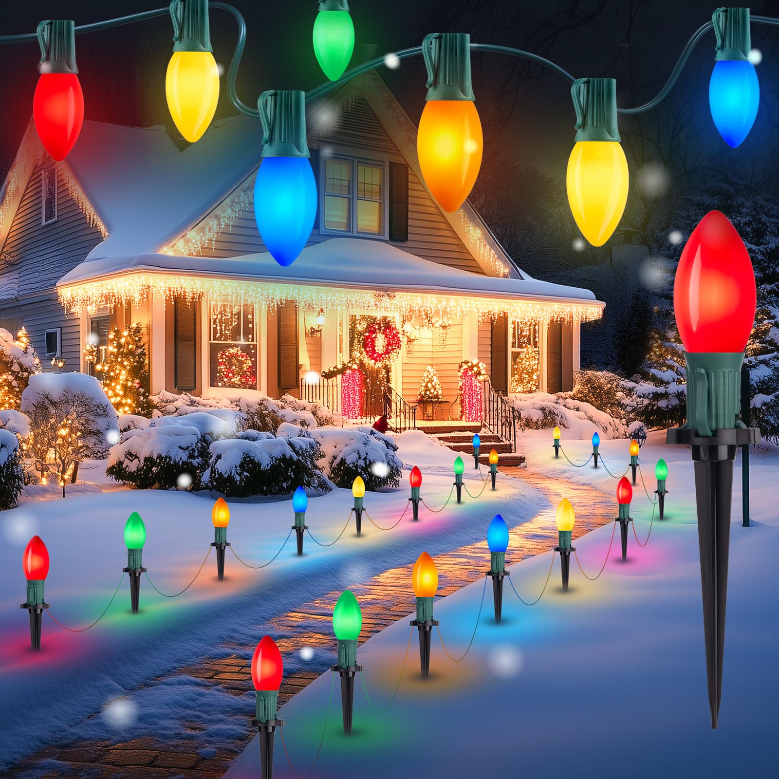 Foto 2 pulgar | Luces Navideñas Brightown Frosted C9 Led, 64 Pies, 50 Bombillas - Venta Internacional.