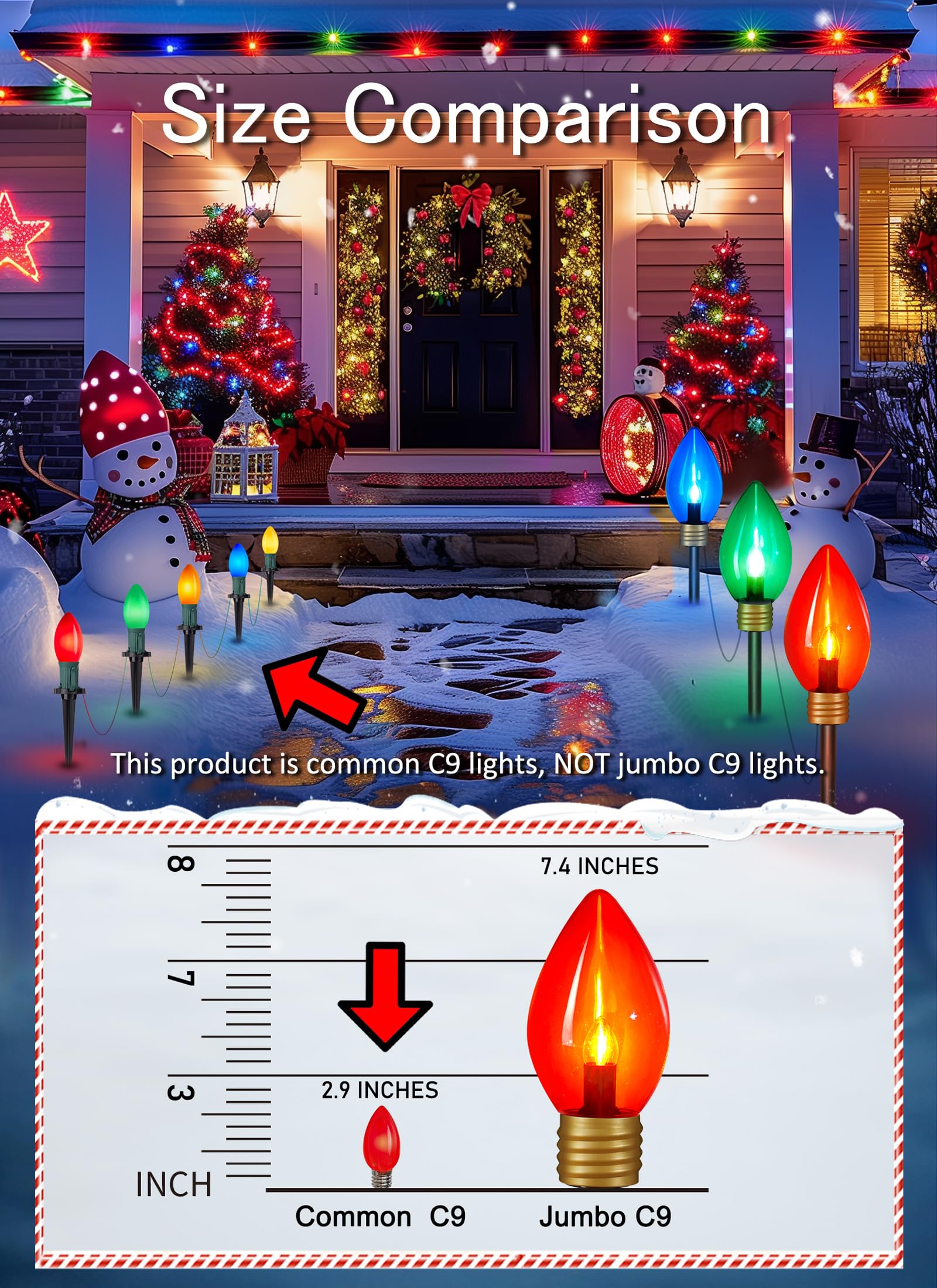 Foto 3 pulgar | Luces Navideñas Brightown Frosted C9 Led, 64 Pies, 50 Bombillas - Venta Internacional.