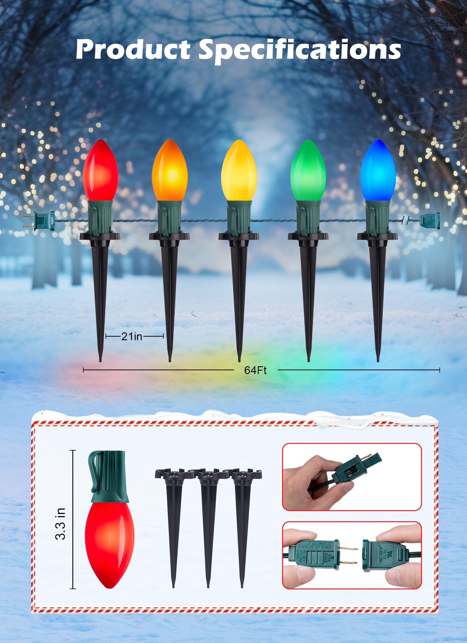 Foto 6 pulgar | Luces Navideñas Brightown Frosted C9 Led, 64 Pies, 50 Bombillas - Venta Internacional.