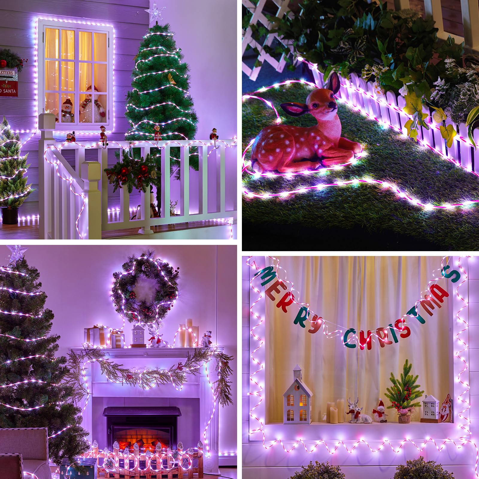 Foto 3 pulgar | Christmas Lights Minetom, 66 Pies, 400 Led, Bastones De Caramelo, Cuerda Blanca - Venta Internacional.