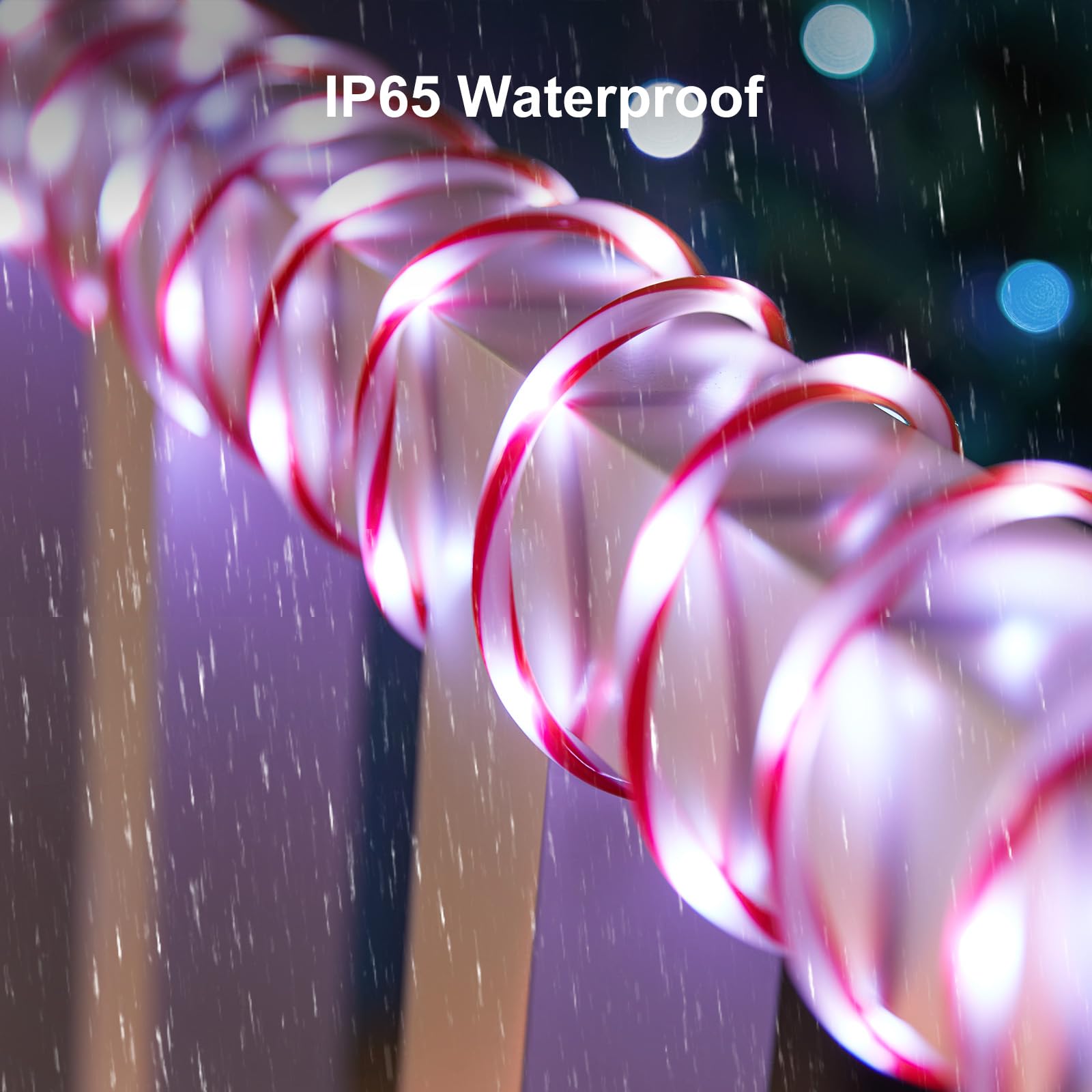 Foto 5 pulgar | Christmas Lights Minetom, 66 Pies, 400 Led, Bastones De Caramelo, Cuerda Blanca - Venta Internacional.