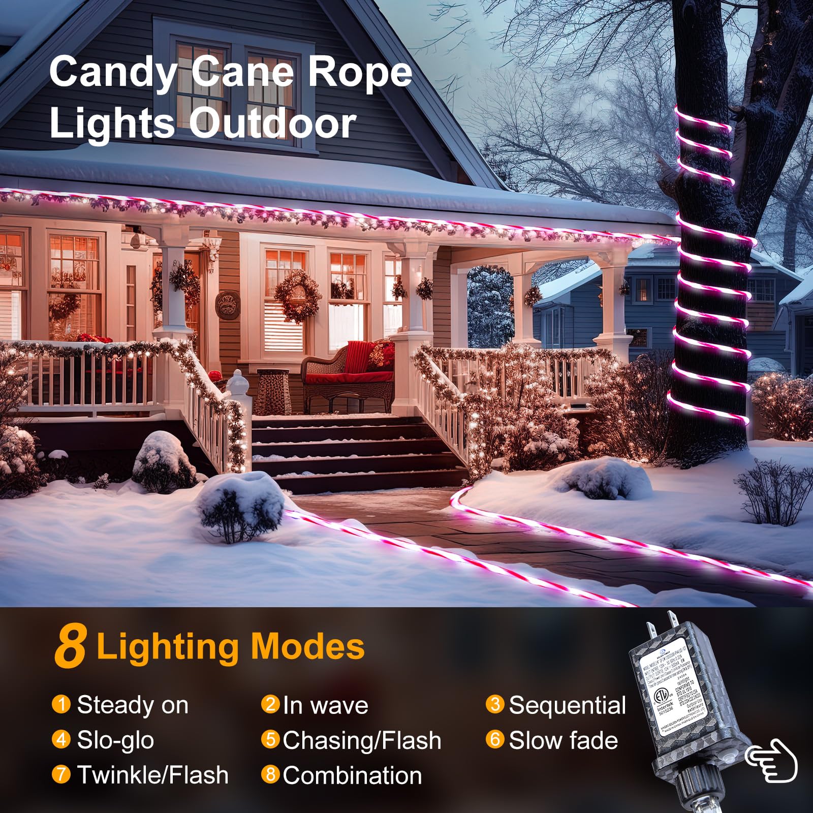Foto 5 | Christmas Lights Minetom, 66 Pies, 400 Led, Bastones De Caramelo, Cuerda Blanca - Venta Internacional.