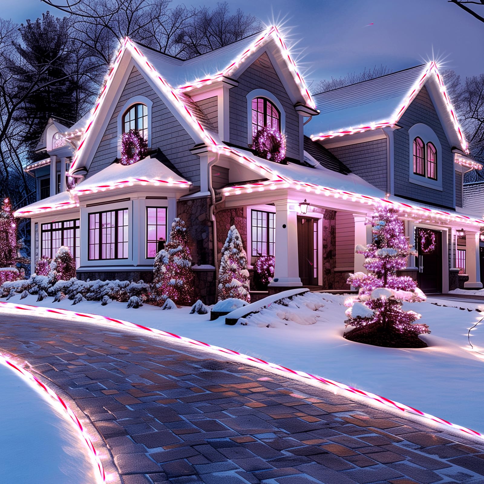 Foto 7 pulgar | Christmas Lights Minetom, 66 Pies, 400 Led, Bastones De Caramelo, Cuerda Blanca - Venta Internacional.