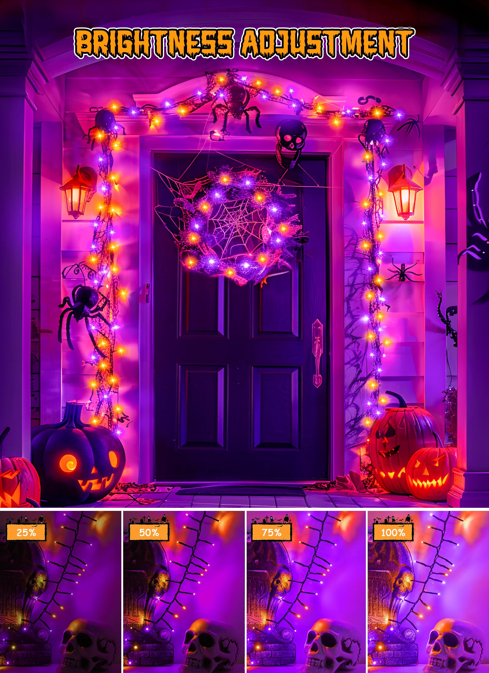 Foto 7 pulgar | Cadena De Luces Led Brightown 500 Para Halloween, 7,6 M, Color Naranja Y Morado - Venta Internacional.