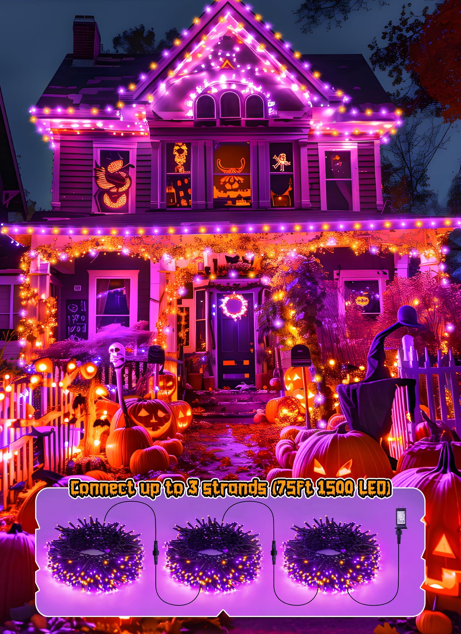 Foto 8 pulgar | Cadena De Luces Led Brightown 500 Para Halloween, 7,6 M, Color Naranja Y Morado - Venta Internacional.