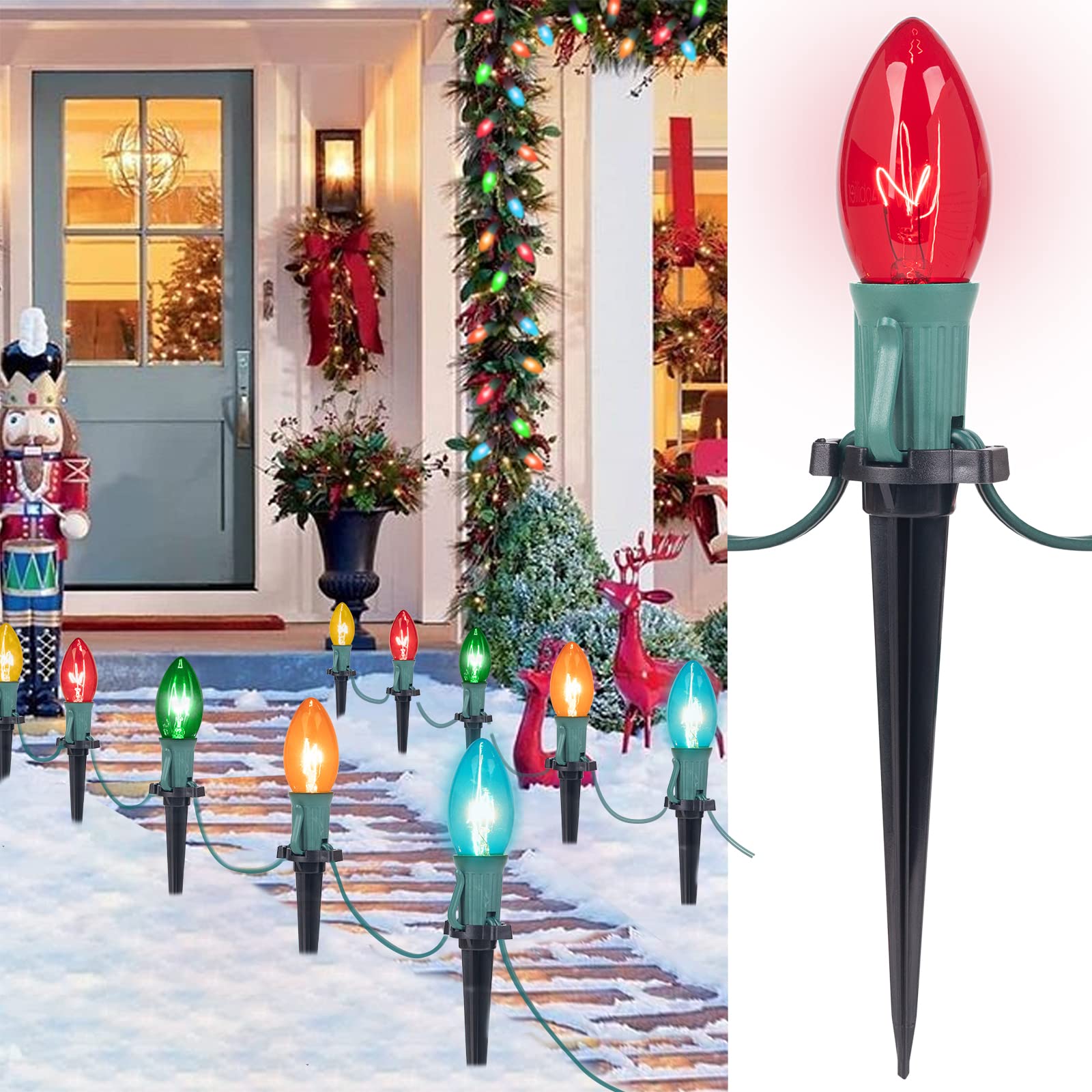 Foto 2 pulgar | Luces Christmas Pathway Lights Brightown De 51,4 M Con 40 Bombillas Multicolores - Venta Internacional.