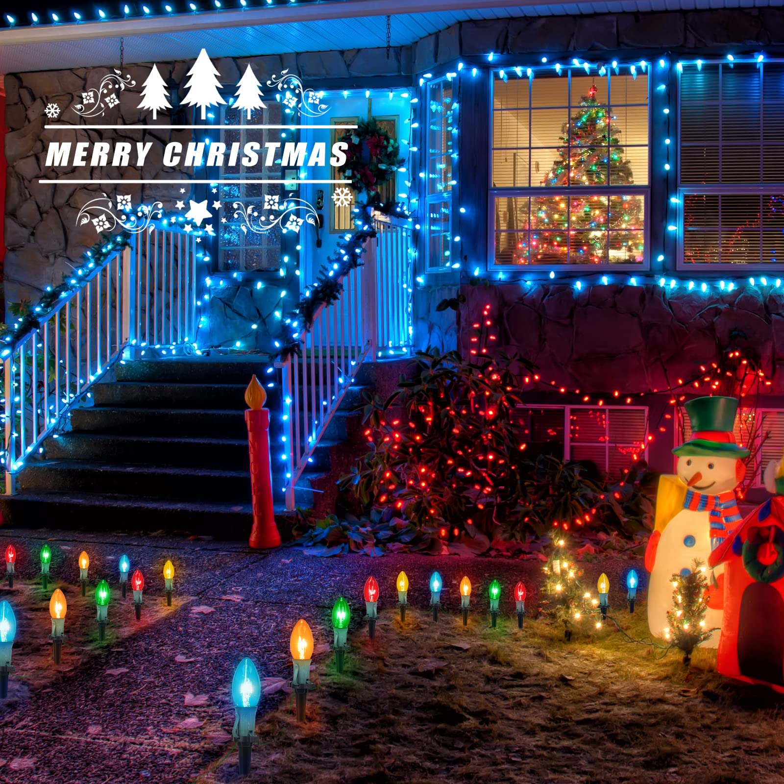 Foto 4 pulgar | Luces Christmas Pathway Lights Brightown De 51,4 M Con 40 Bombillas Multicolores - Venta Internacional.