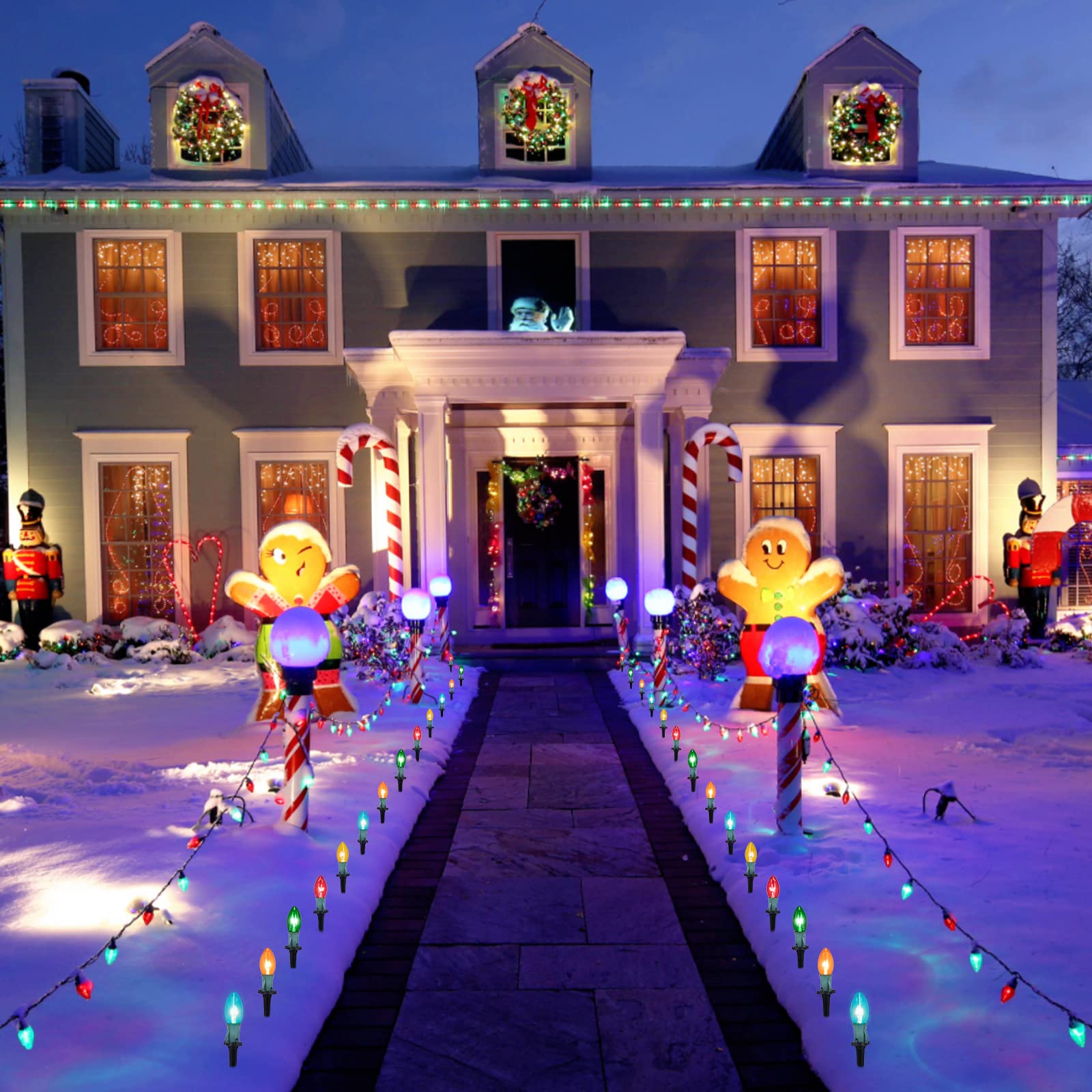 Foto 5 pulgar | Luces Christmas Pathway Lights Brightown De 51,4 M Con 40 Bombillas Multicolores - Venta Internacional.