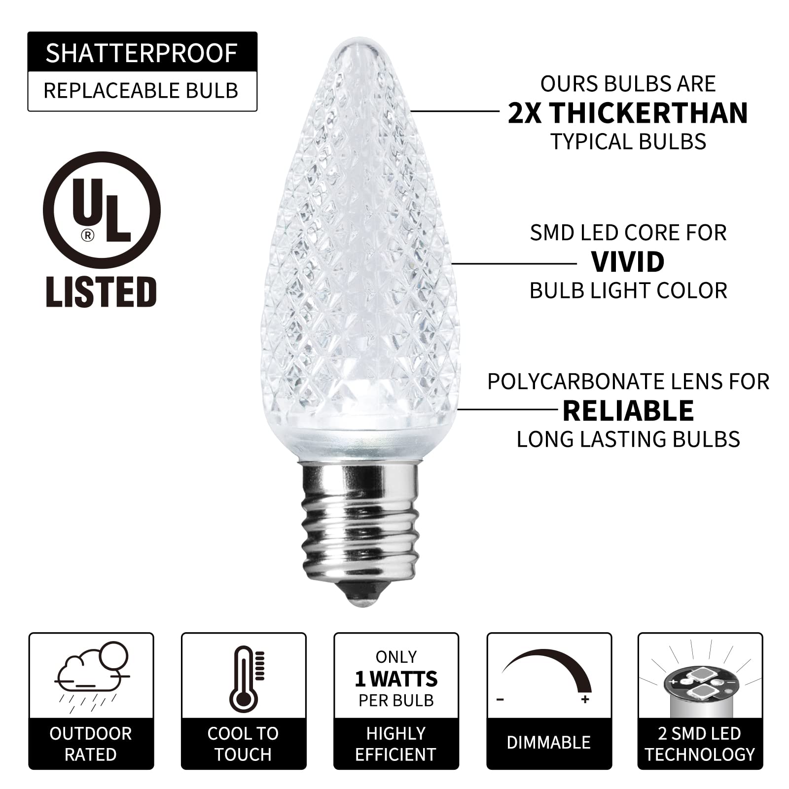 Foto 4 pulgar | Guirnalda De Luces Navideñas Brightown C9 Led De 15 M, Color Blanco Puro - Venta Internacional.