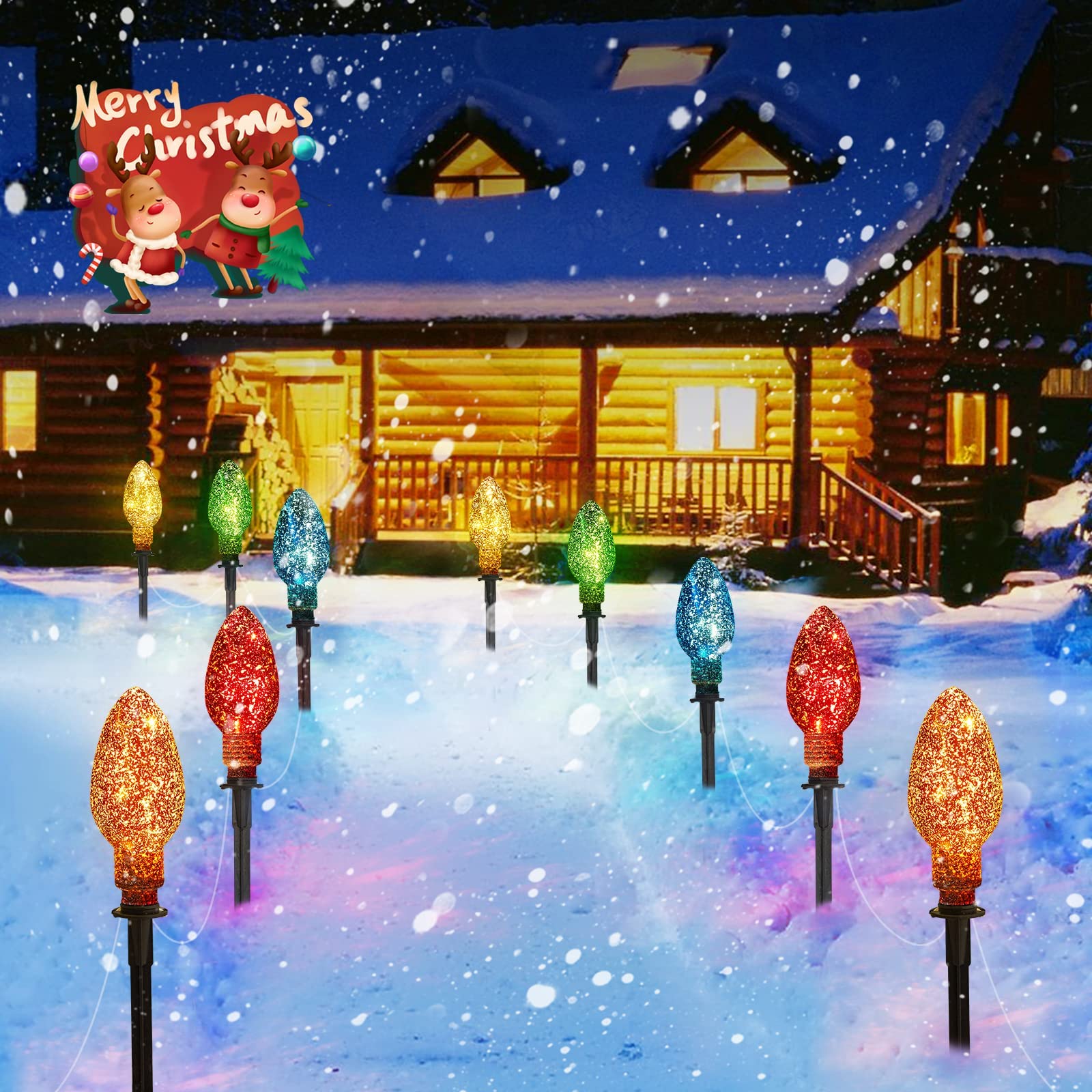 Foto 2 | Luces Navideñas Minetom Jumbo C9 Pathway Outdoor 2x6.5 Pies - Venta Internacional.