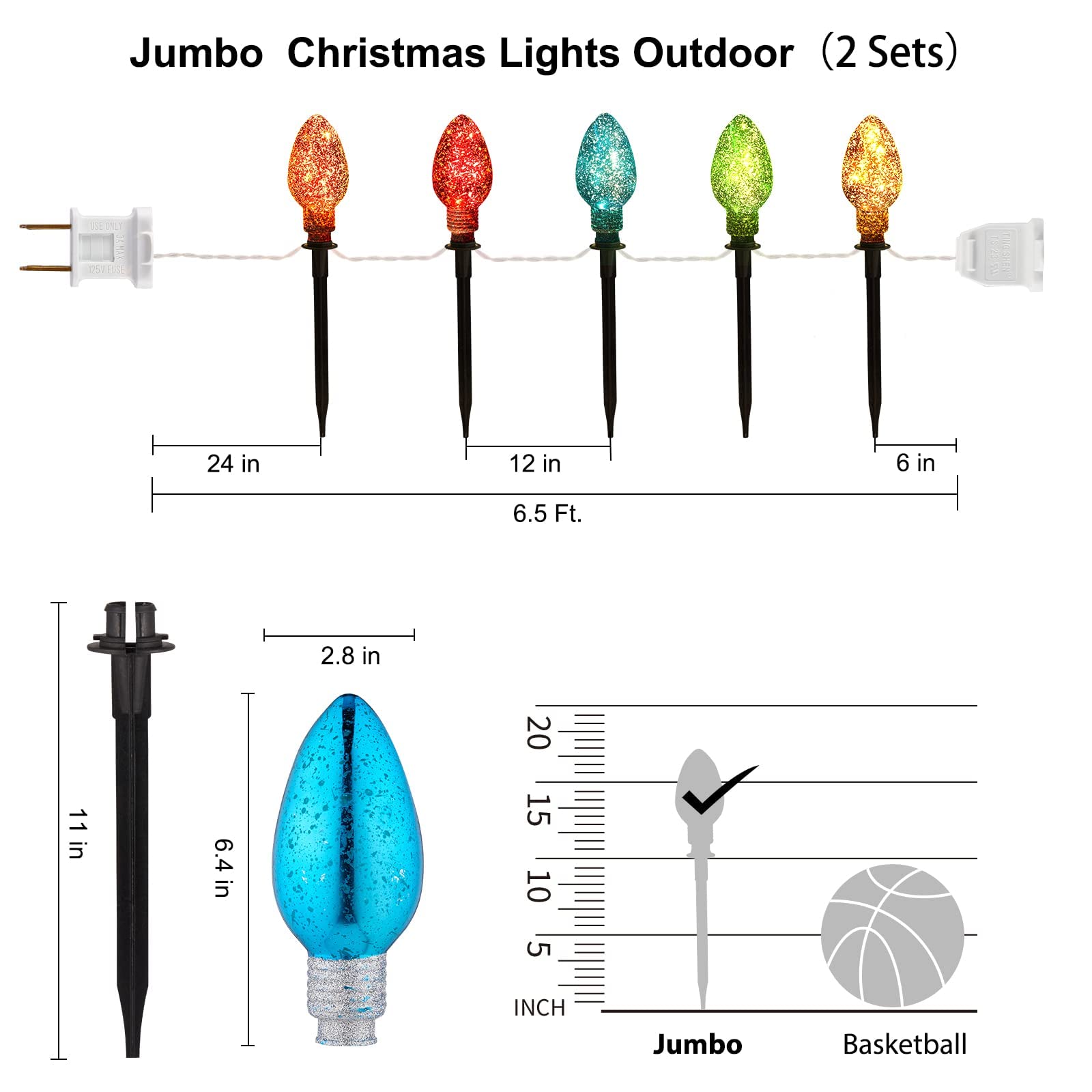 Foto 3 | Luces Navideñas Minetom Jumbo C9 Pathway Outdoor 2x6.5 Pies - Venta Internacional.