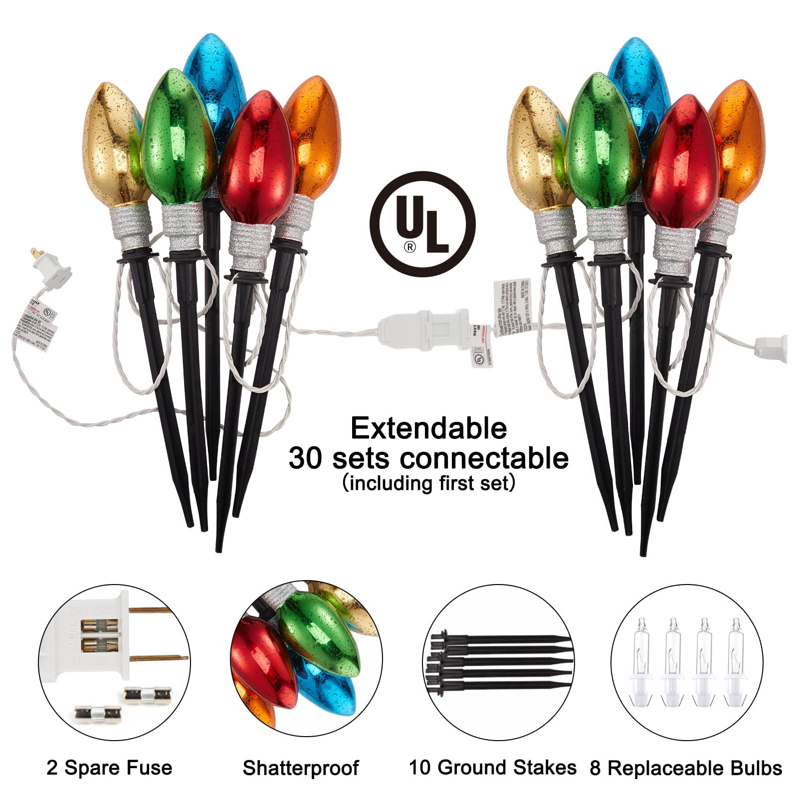 Foto 4 | Luces Navideñas Minetom Jumbo C9 Pathway Outdoor 2x6.5 Pies - Venta Internacional.