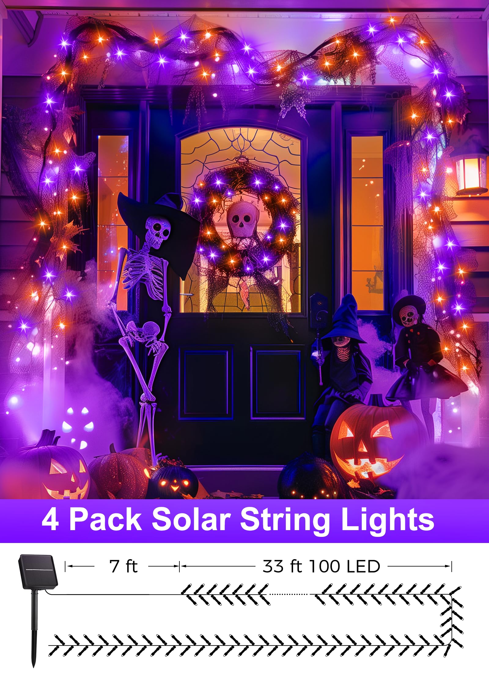 Foto 5 pulgar | Luces Solares Minetom Halloween 400 Led 160 M, Paquete De 4 - Venta Internacional.