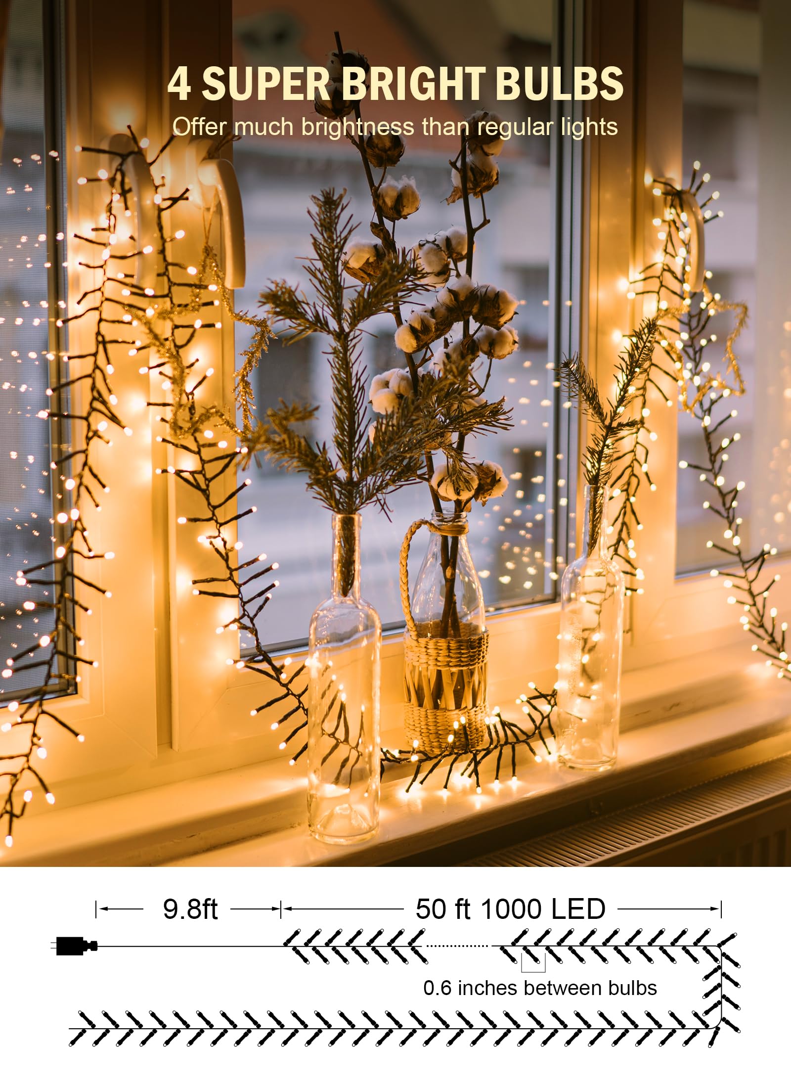 Foto 4 pulgar | Clúster De Luces Led Brightown 1000 De Navidad 15 M Para Exteriores - Venta Internacional