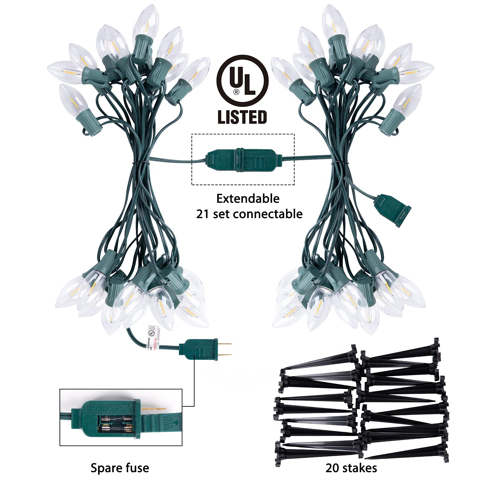 Foto 6 pulgar | Luces Navideñas Para Caminos Brightown, Led C9 Conectables De 26 Pies - Venta Internacional.