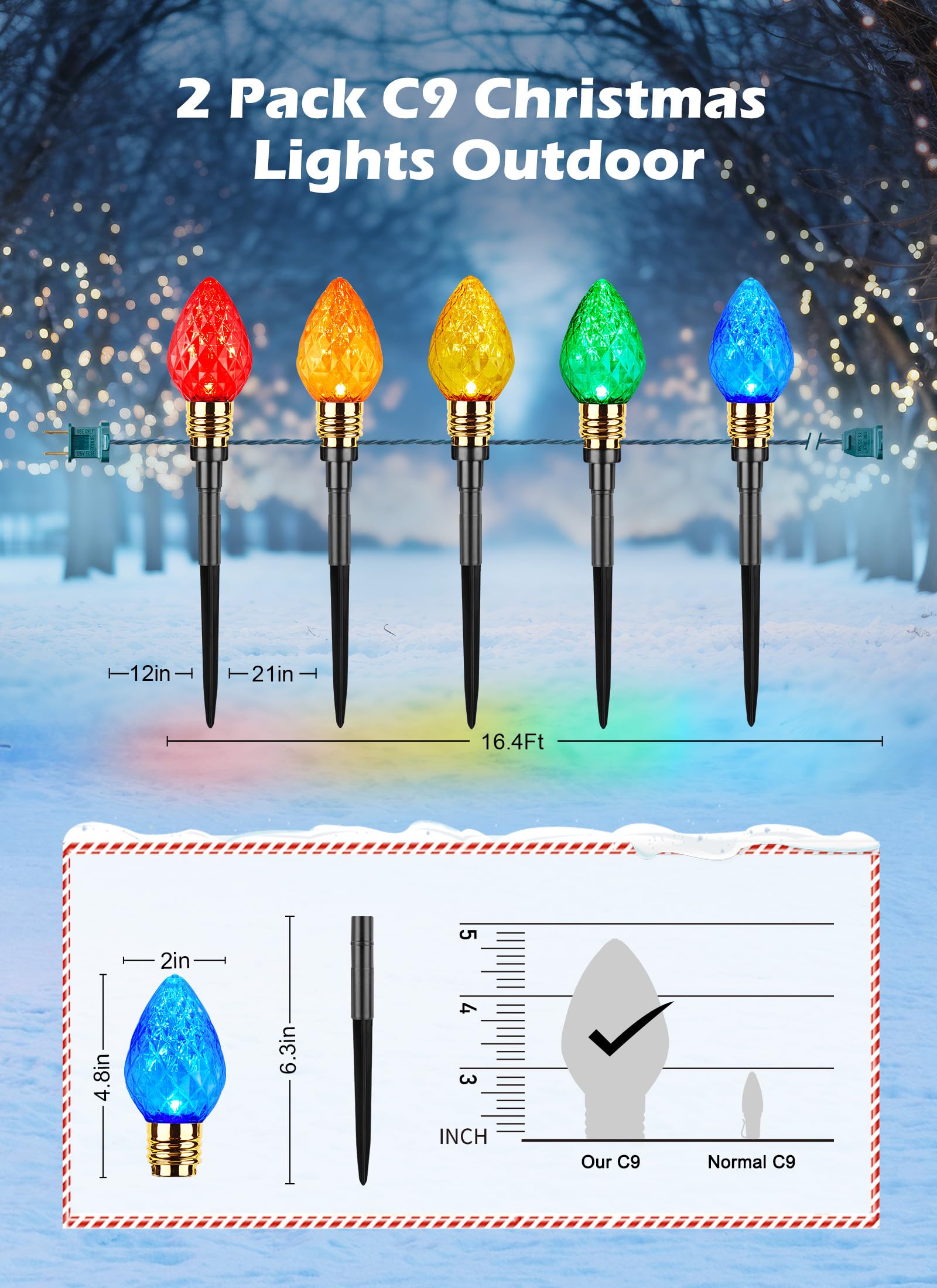Foto 4 pulgar | Luces Navideñas Para Caminos Brightown Strawberry C9 20 Led - Venta Internacional.