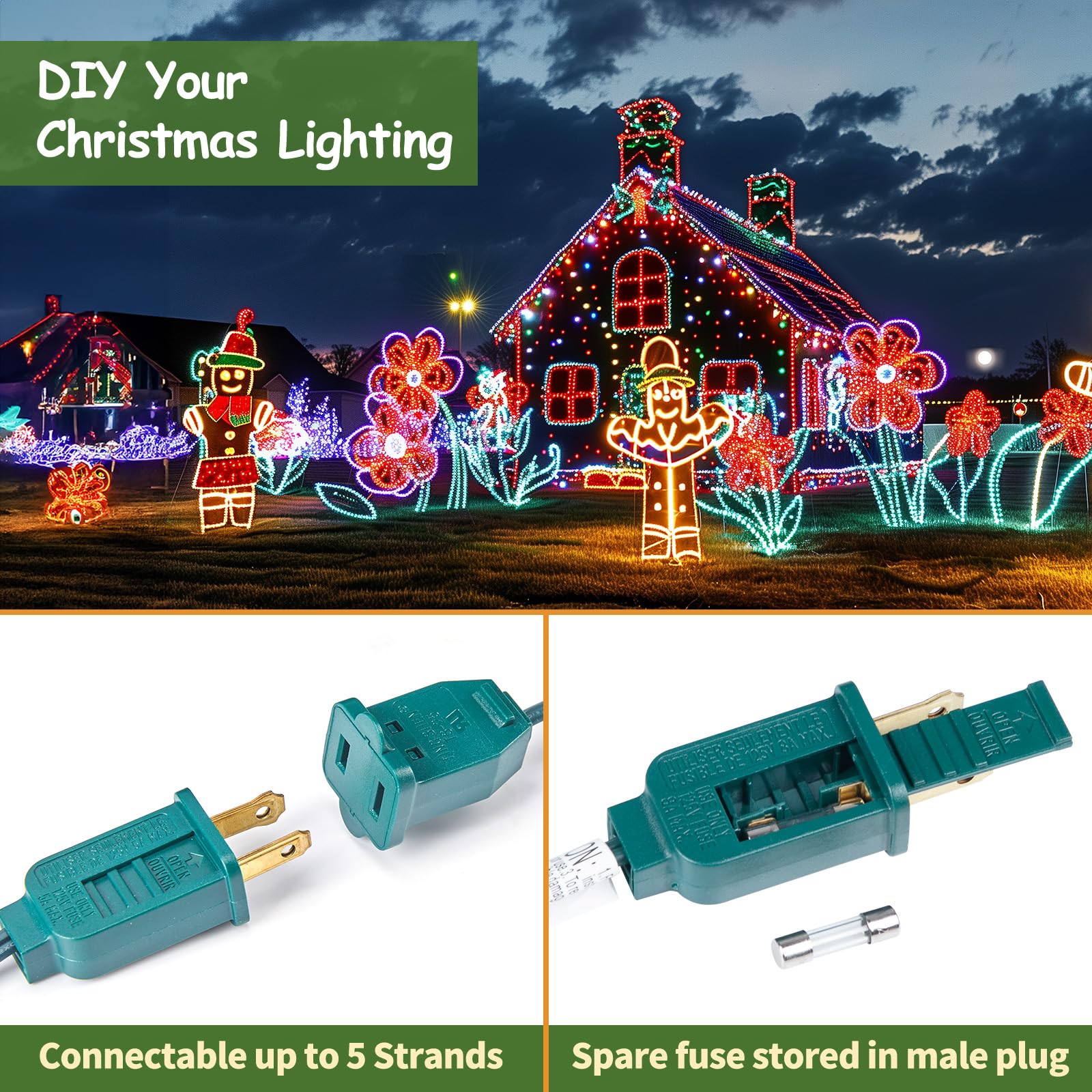 Foto 5 | Cadena De Luces Navideñas Minetom C9, 100 M, 100 Enchufes, Color Verde - Venta Internacional.
