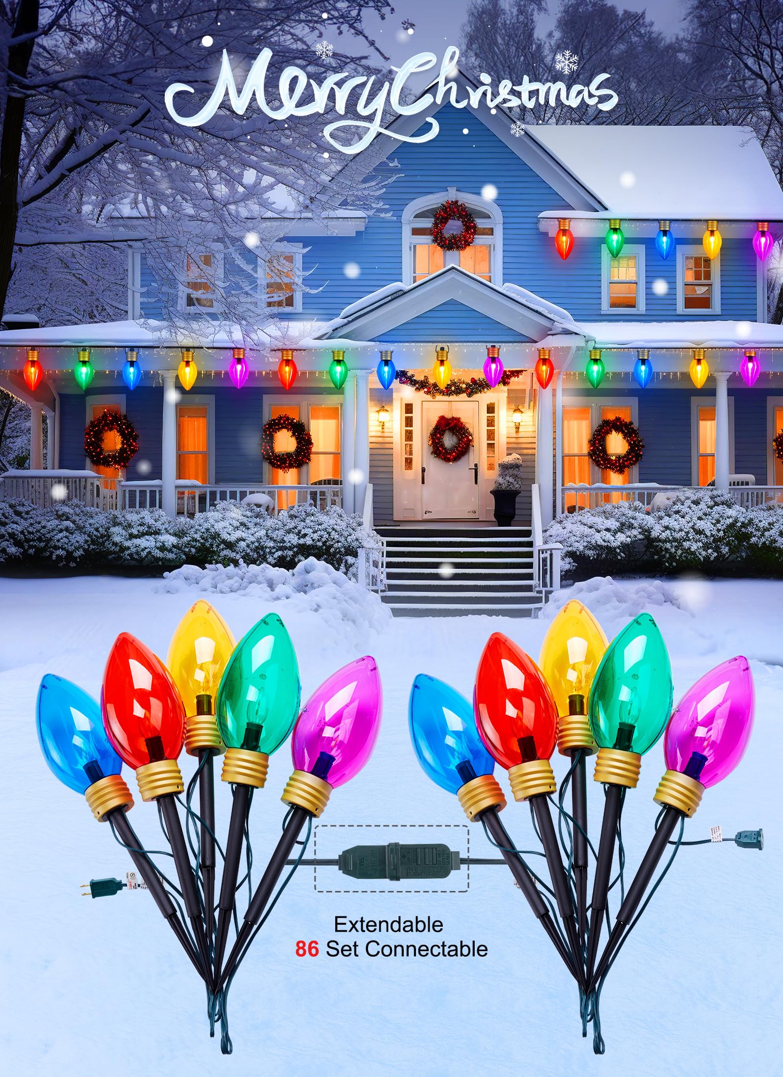 Foto 5 pulgar | Cadena De Luces Brightown Super Jumbo C9 De 11 Pies Y 5 Led, Multicolor - Venta Internacional.