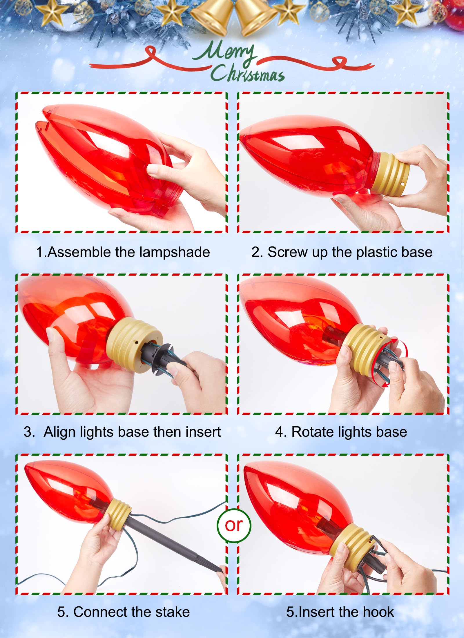 Foto 7 pulgar | Cadena De Luces Brightown Super Jumbo C9 De 11 Pies Y 5 Led, Multicolor - Venta Internacional.