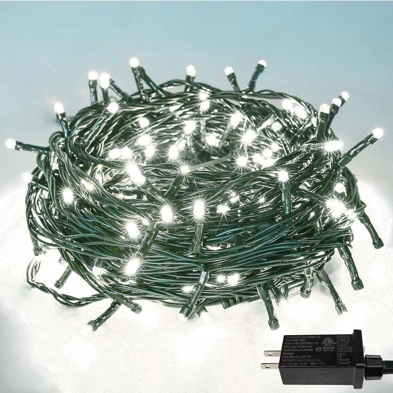 Foto 2 pulgar | Guirnalda de Luces Navideñas Yiqu de 82 Pies 200 Led Blanco Frío - Venta Internacional
