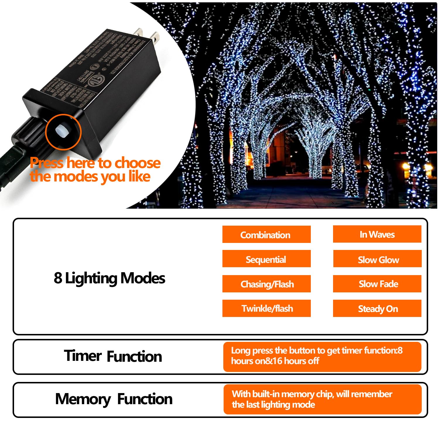Foto 7 pulgar | Guirnalda de Luces Navideñas Yiqu de 82 Pies 200 Led Blanco Frío - Venta Internacional
