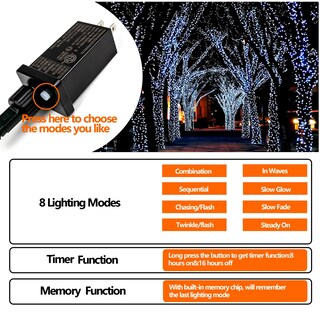 Foto 6 | Guirnalda de Luces Navideñas Yiqu de 82 Pies 200 Led Blanco Frío - Venta Internacional