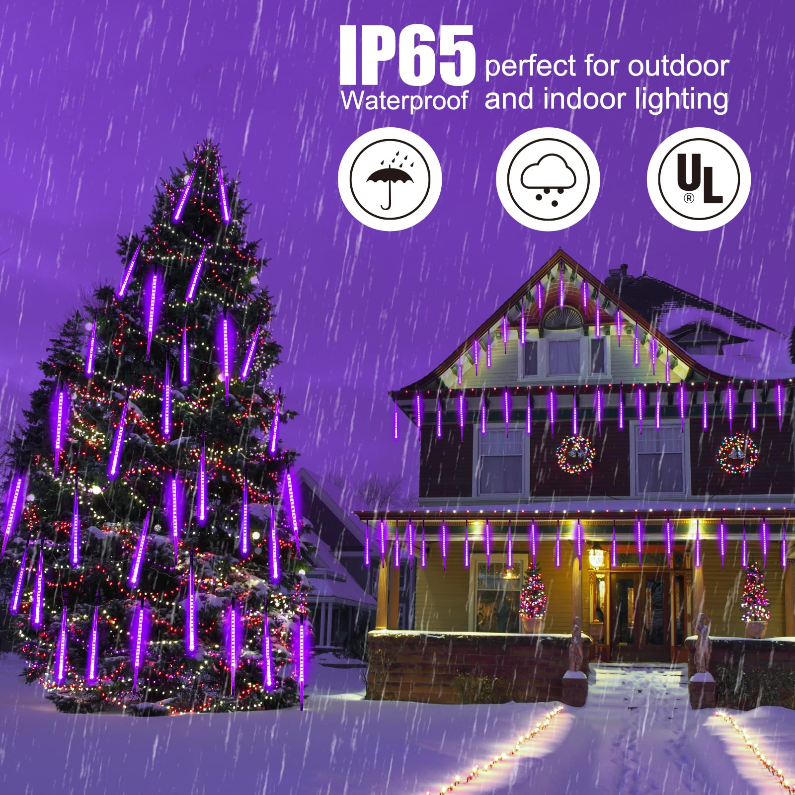 Foto 4 pulgar | Luces Solares Navideñas Brightown Purple, 8 Tubos, 288 Led - Venta Internacional.