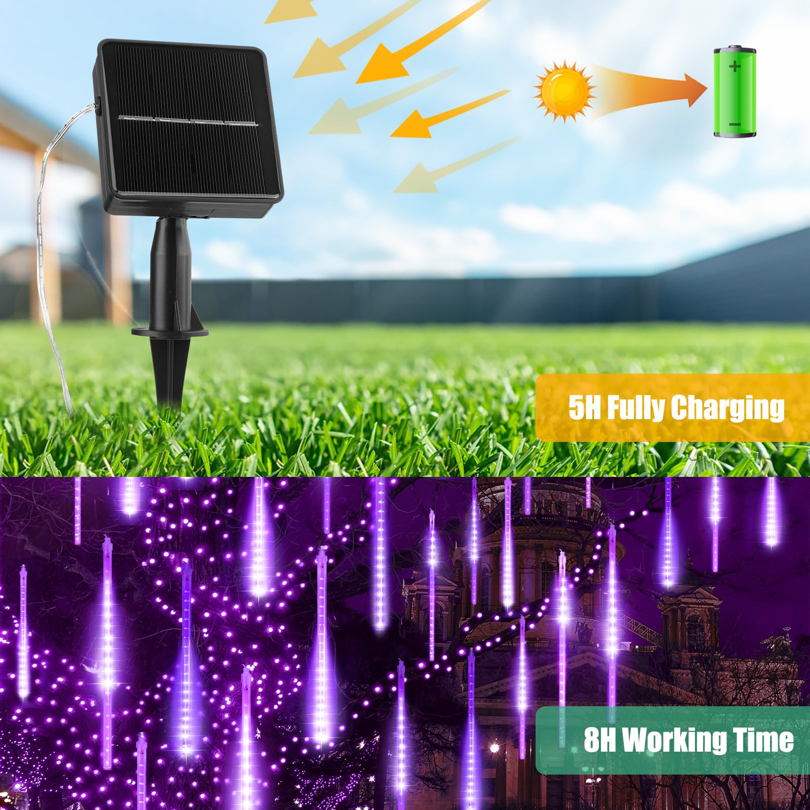 Foto 5 pulgar | Luces Solares Navideñas Brightown Purple, 8 Tubos, 288 Led - Venta Internacional.