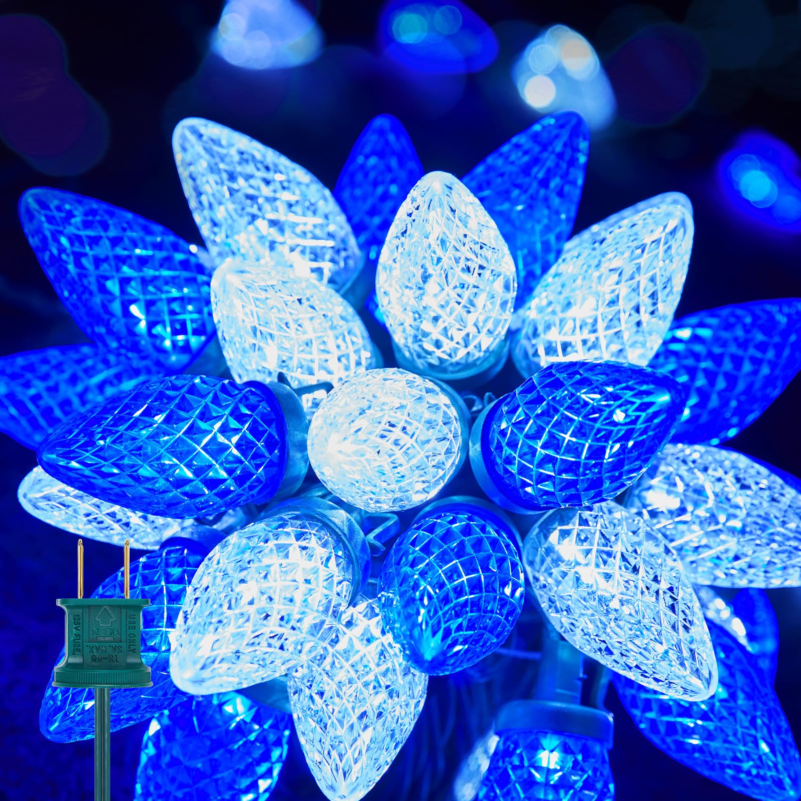 Foto 8 pulgar | Guirnalda De Luces Navideñas Brightown C9 Led, 20 M, 100, Azul Y Blanco - Venta Internacional.