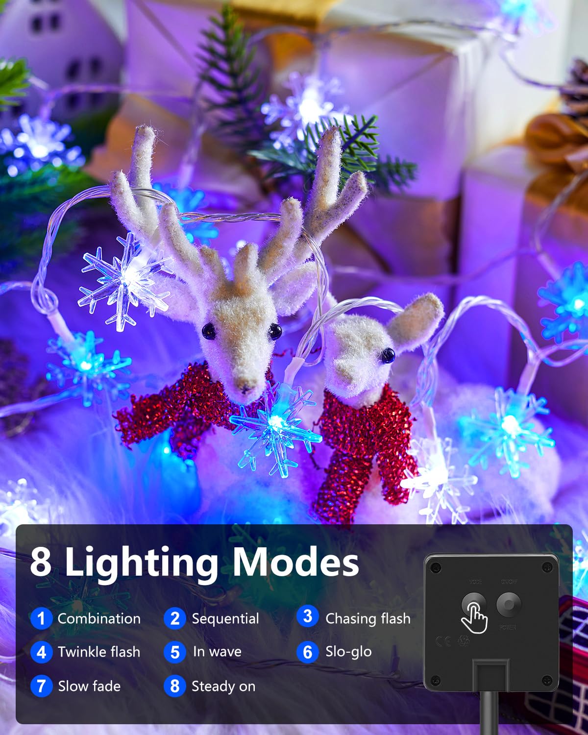 Foto 3 pulgar | Cadena De Luces Solares Navideñas Con Forma De Copos De Nieve Brightown, 72 Pies - Venta Internacional.
