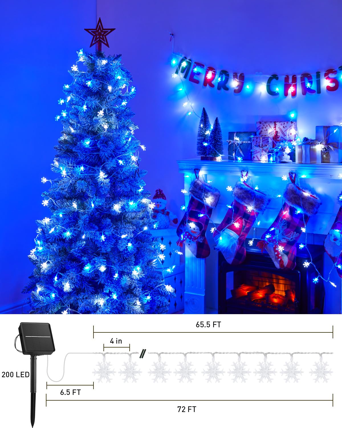 Foto 4 pulgar | Cadena De Luces Solares Navideñas Con Forma De Copos De Nieve Brightown, 72 Pies - Venta Internacional.