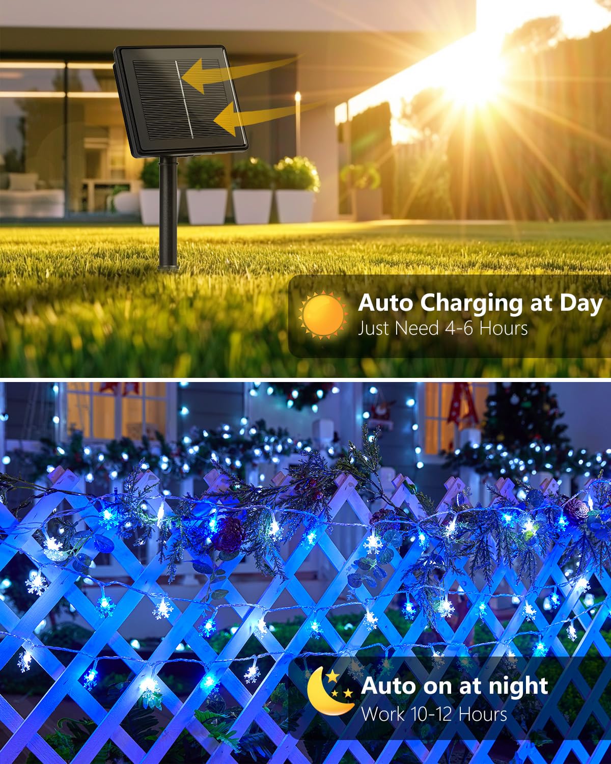 Foto 5 pulgar | Cadena De Luces Solares Navideñas Con Forma De Copos De Nieve Brightown, 72 Pies - Venta Internacional.