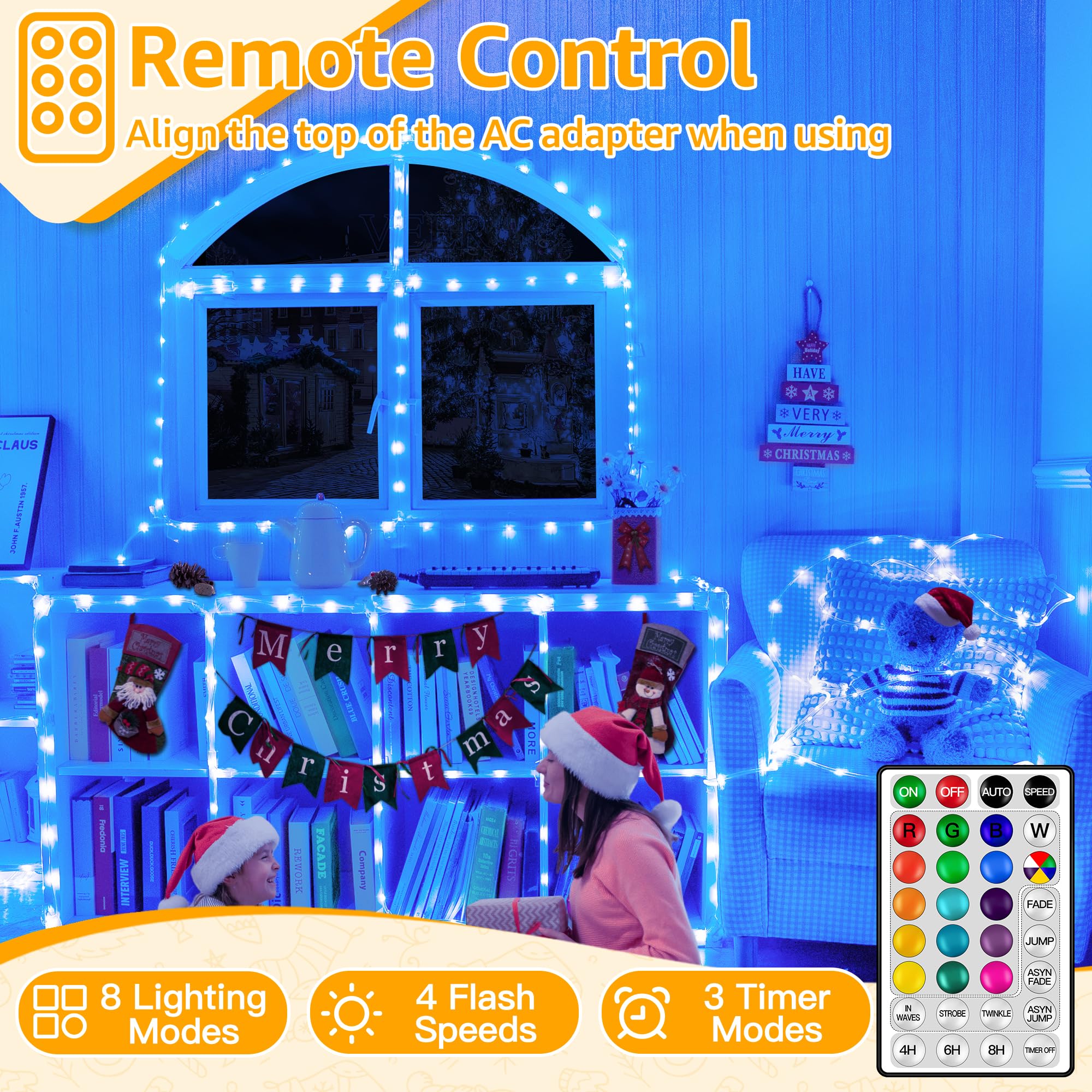 Foto 4 pulgar | Luces Tipo Cuerda Ollny, 66 Pies, 200 Led, Que Cambian De Color, Resistentes Al Agua - Venta Internacional.