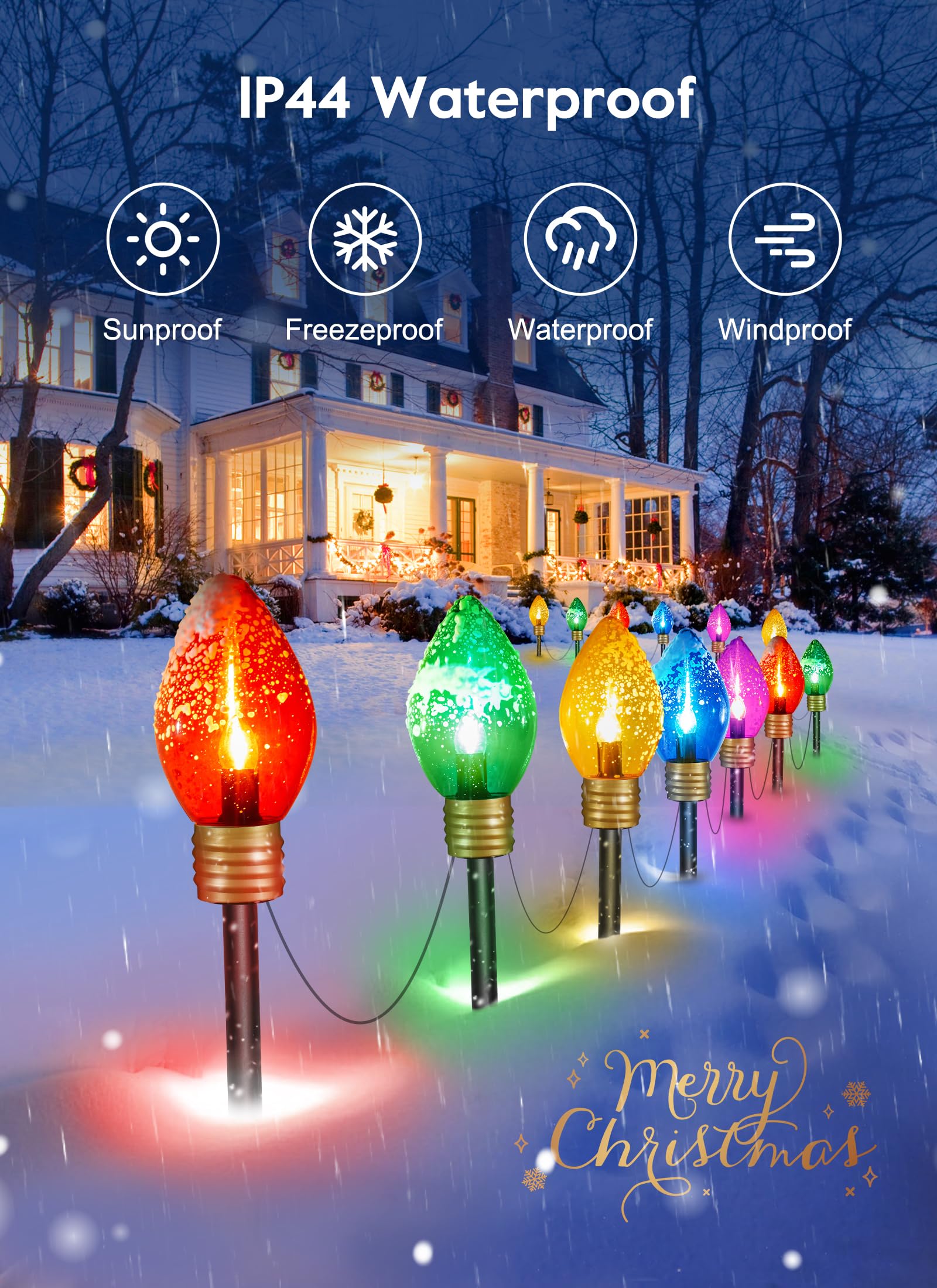 Foto 3 pulgar | Luces Navideñas Minetom Jumbo C9 Para Exteriores, 8.5 Pies, 5 Luces - Venta Internacional.