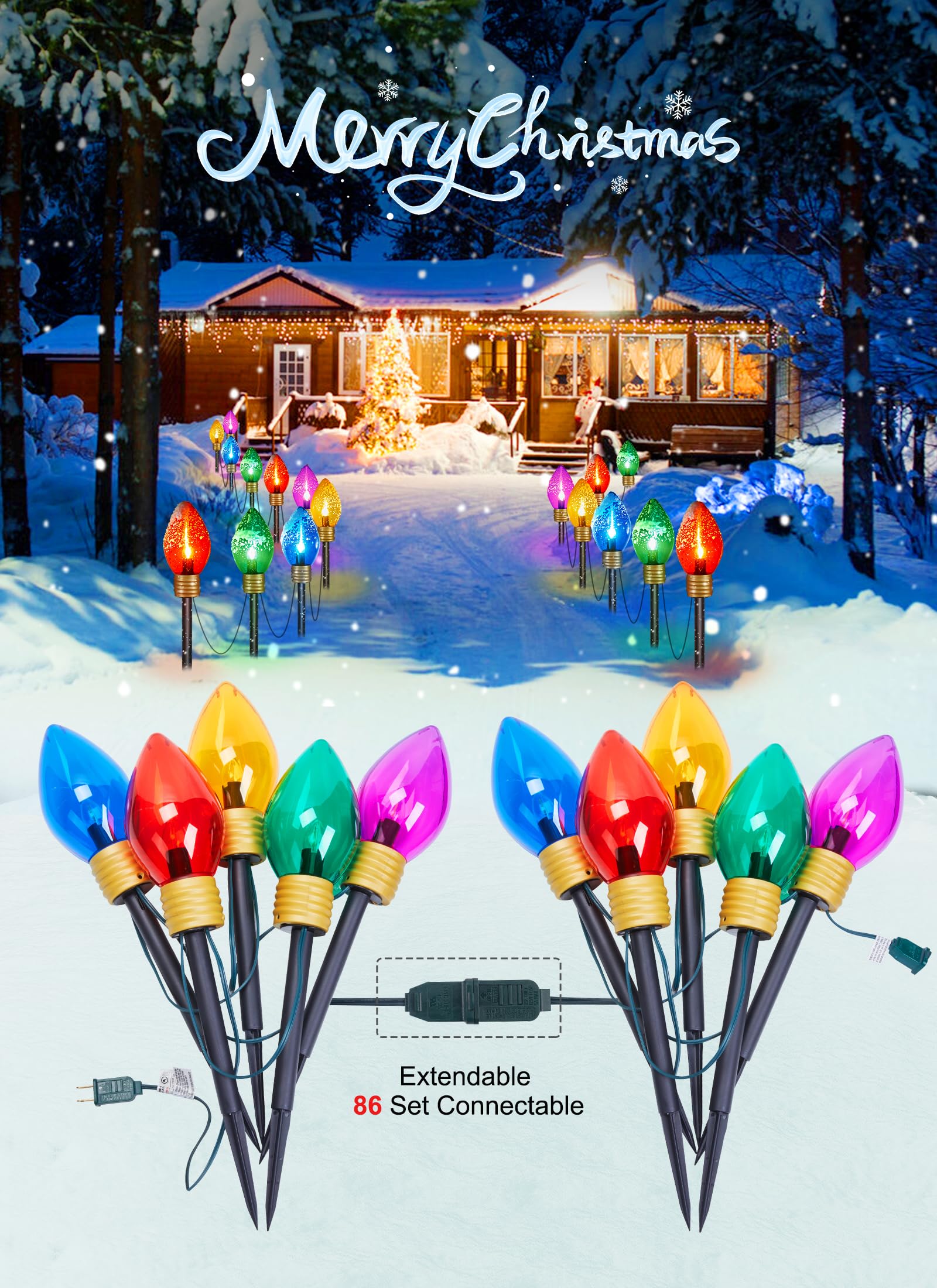 Foto 4 pulgar | Luces Navideñas Minetom Jumbo C9 Para Exteriores, 8.5 Pies, 5 Luces - Venta Internacional.