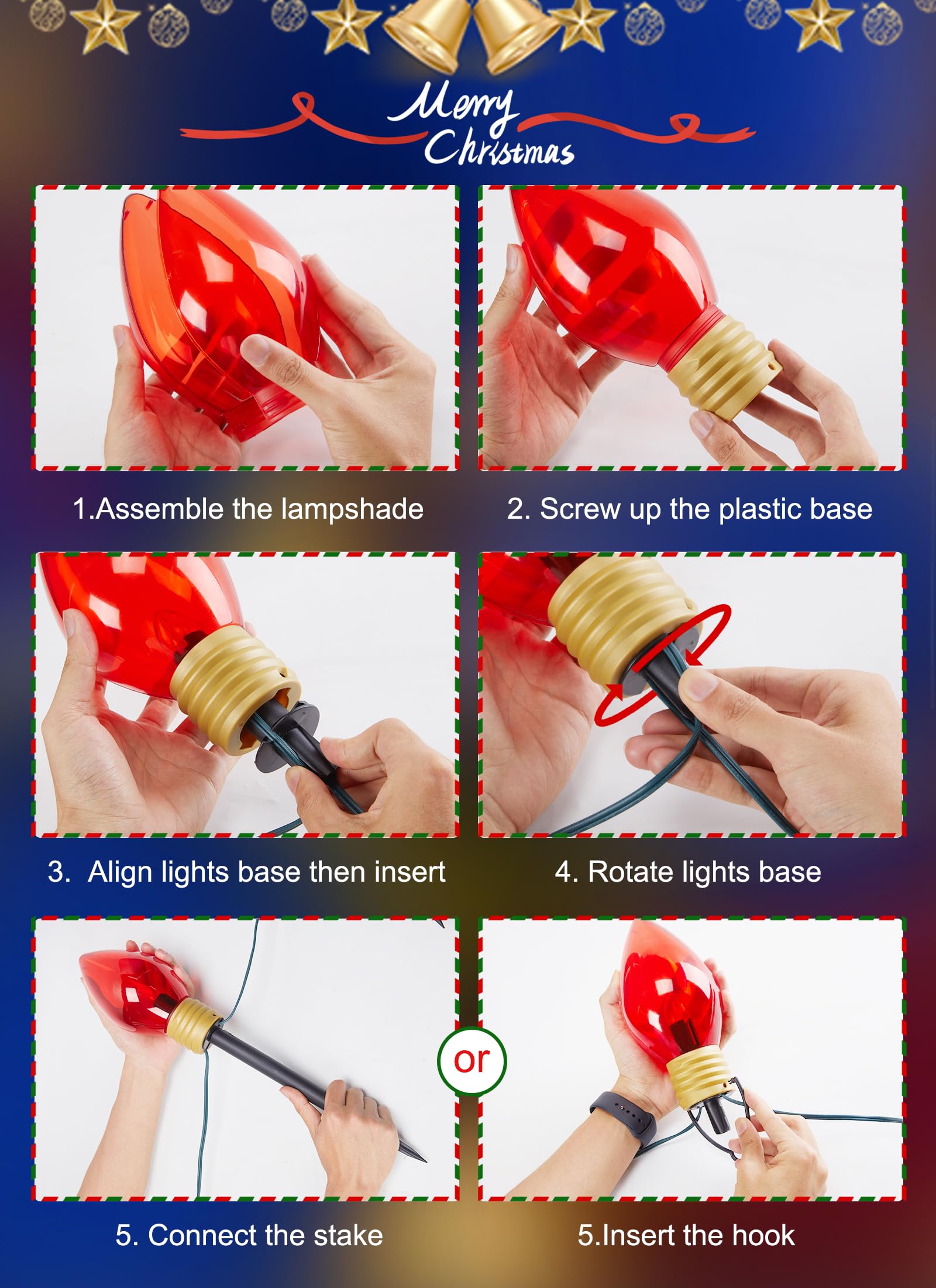Foto 8 pulgar | Luces Navideñas Minetom Jumbo C9 Para Exteriores, 8.5 Pies, 5 Luces - Venta Internacional.