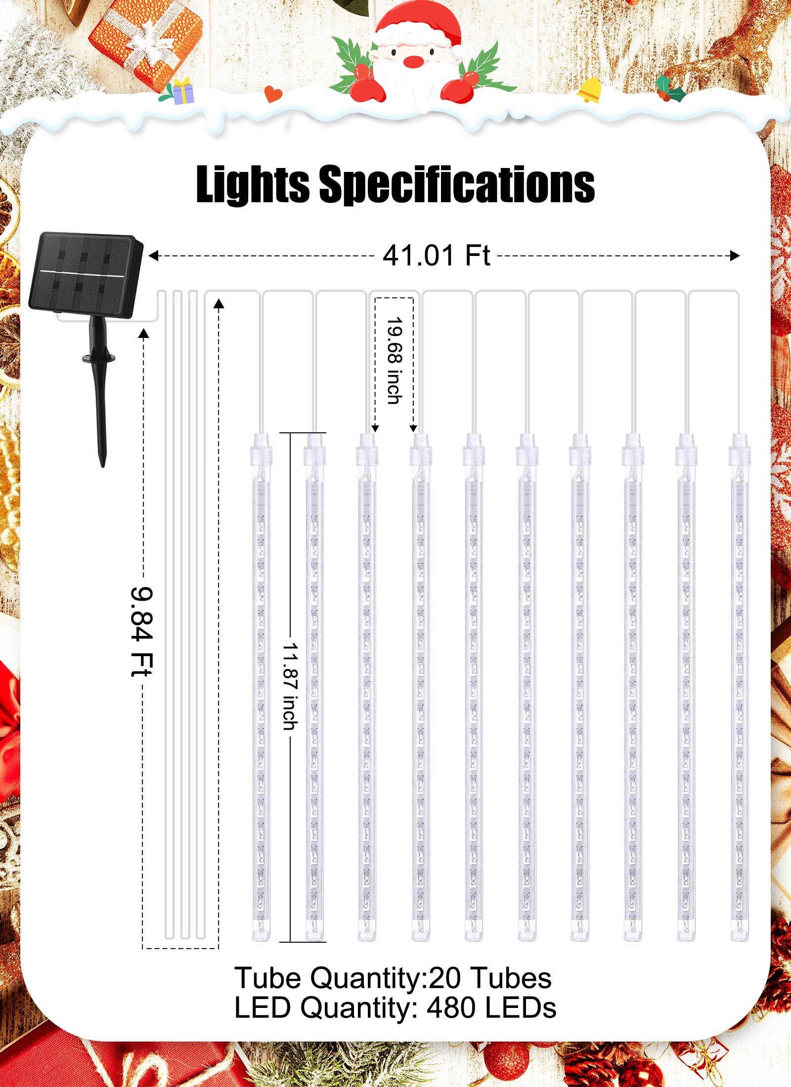 Foto 7 pulgar | Luces Solares Minetom Con Forma De Lluvia De Meteoritos, 20 Tubos, 480 Led - Venta Internacional.