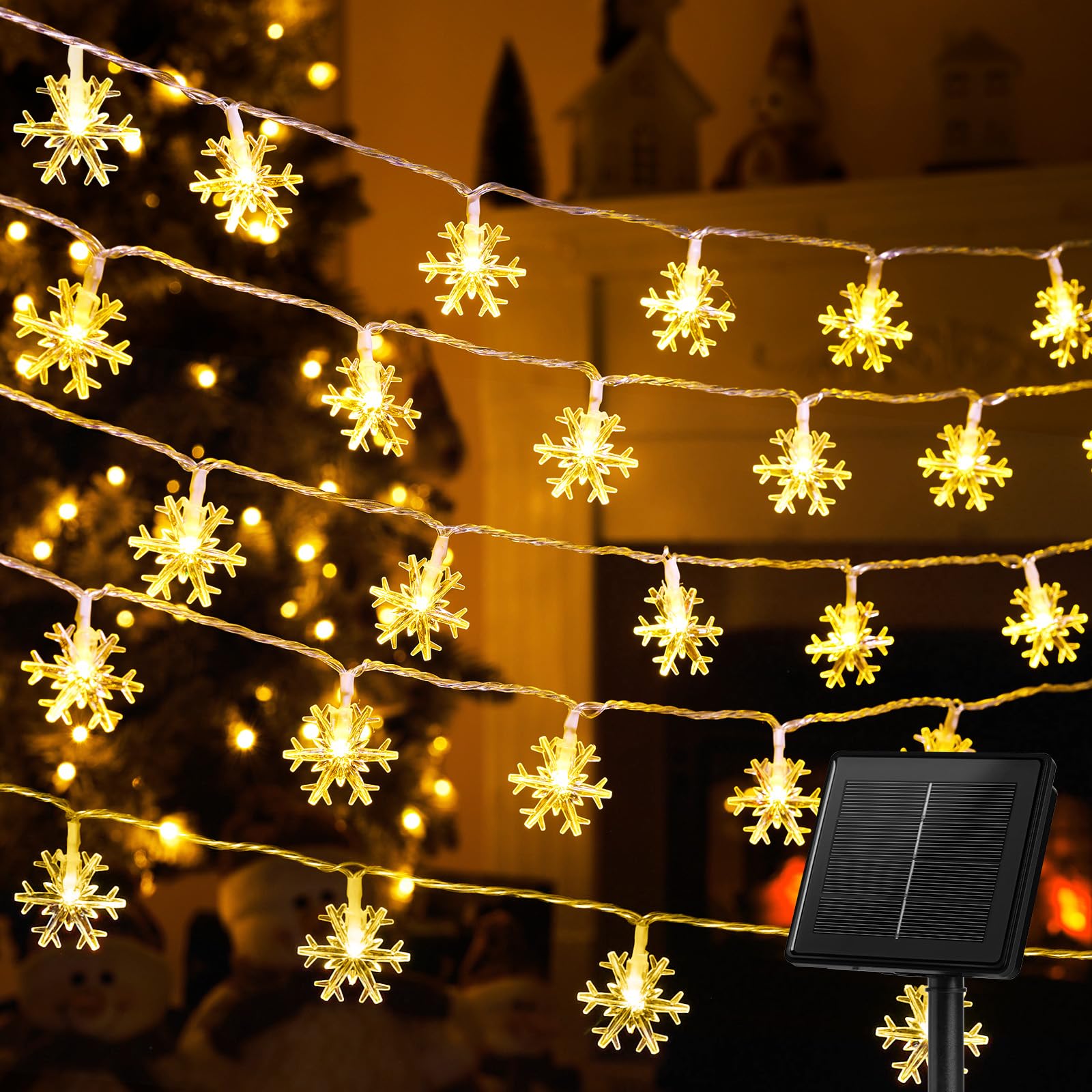 Cadena De Luces Solares Navideñas Con Forma De Copos De Nieve Brightown, 72 Pies - Venta Internacional. $902